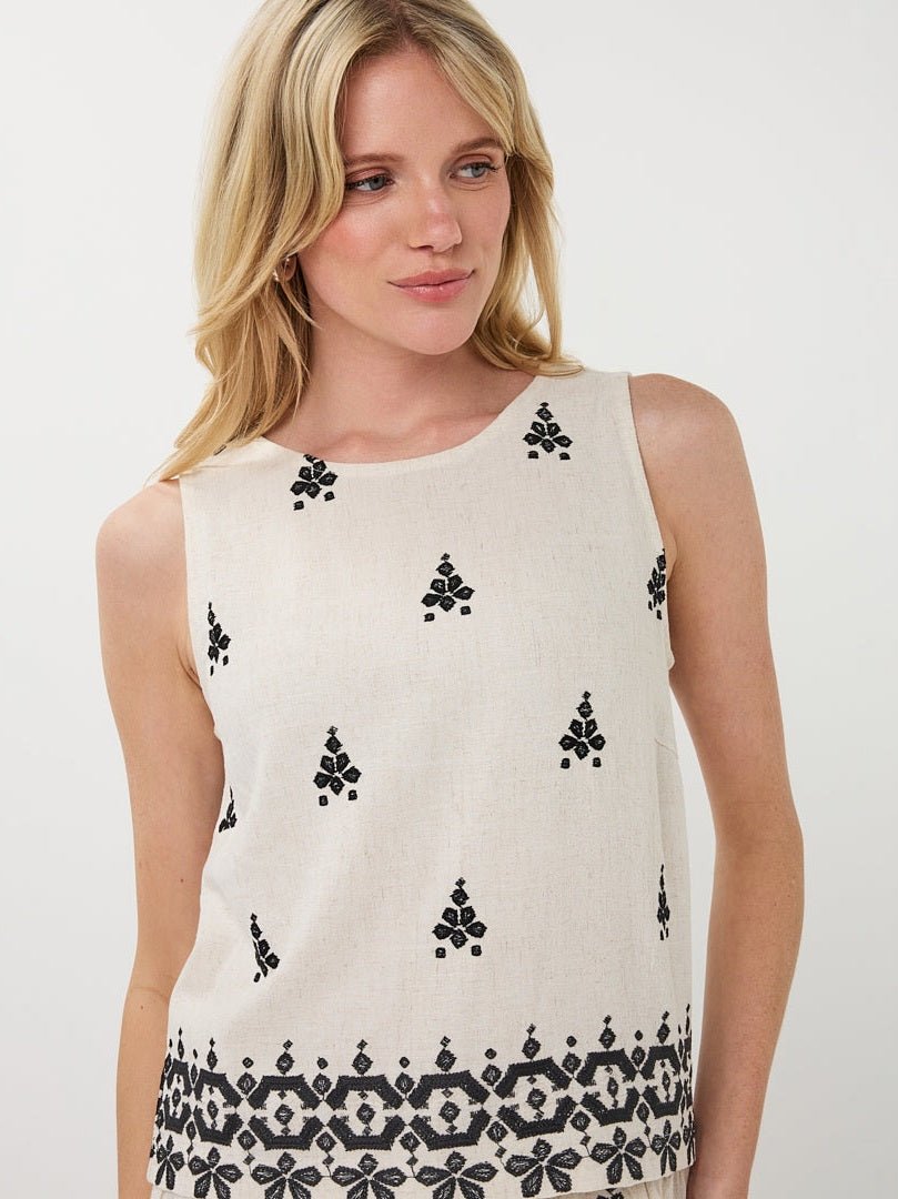 HS26.28200 Top Linnenmix Beige - Castelijn mode