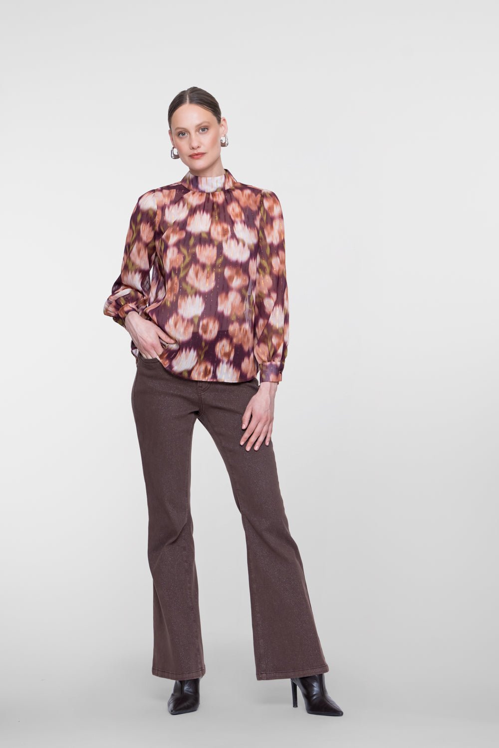 Jeans Flared Brown Lurex - Castelijn mode
