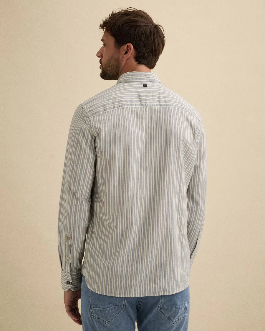 Overhemd Chenille Streep Blauw/Ecru - Castelijn mode