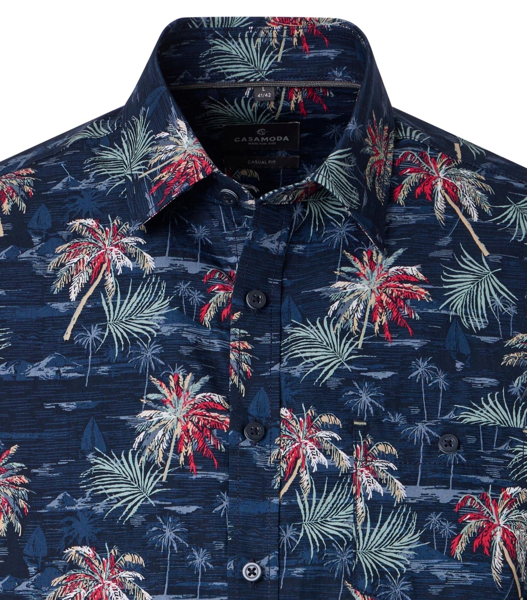 Overhemd Korte Mouw Blauw Print - Castelijn mode