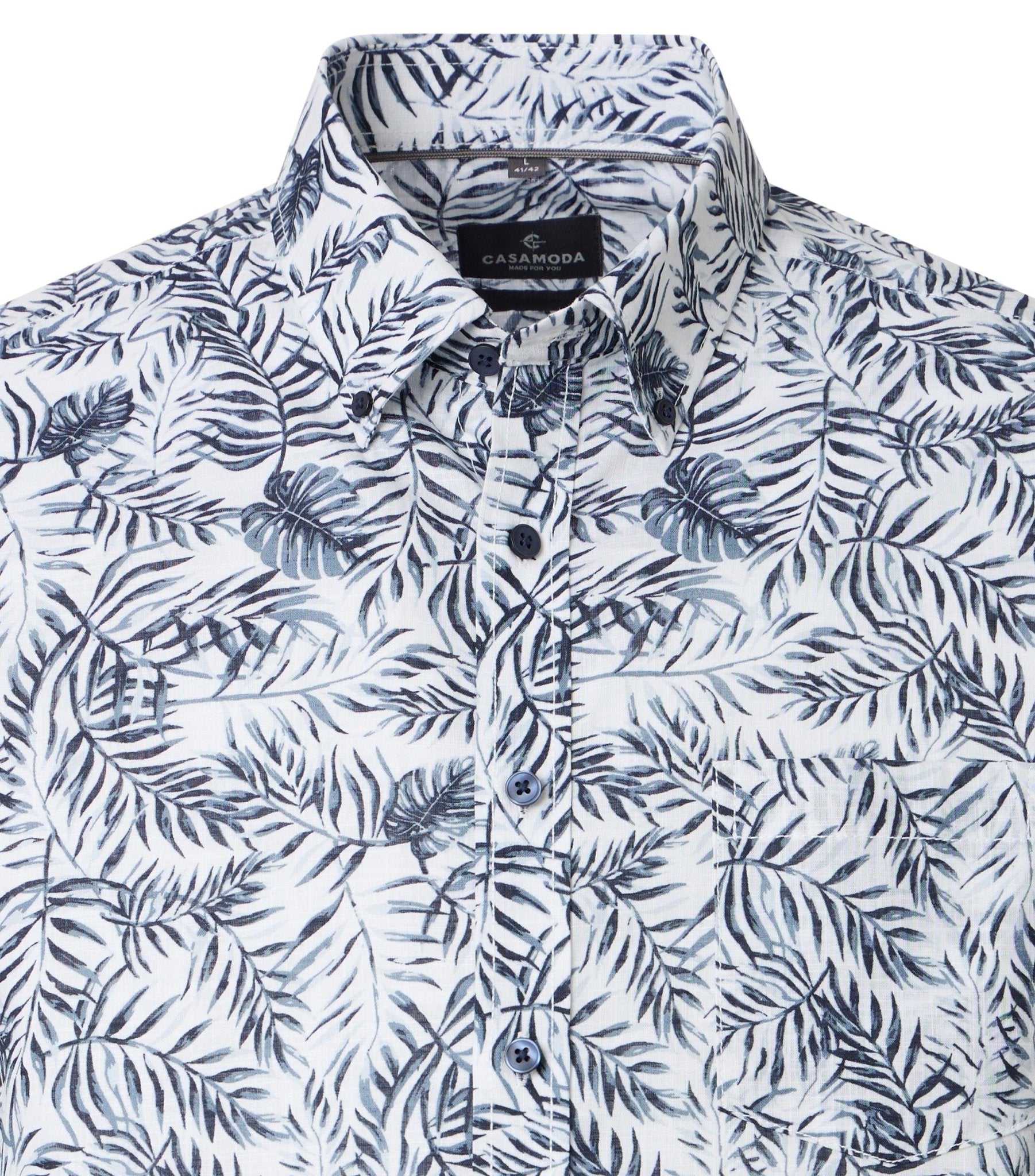 Overhemd Korte Mouw Blauw Print - Castelijn mode