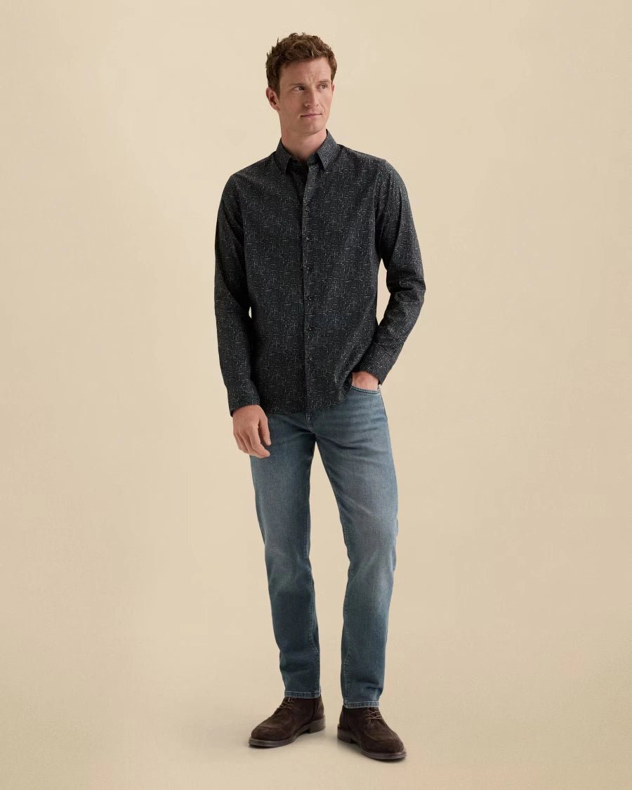 Overhemd Print Poplin Donkerblauw - Castelijn mode