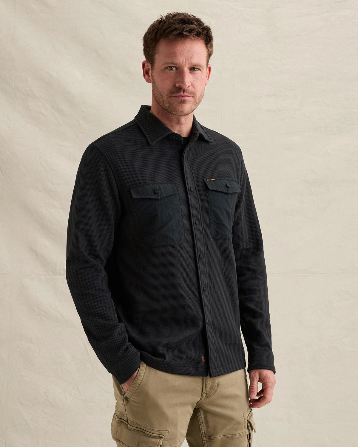 Overshirt Wafelstructuur Donkerblauw - Castelijn mode