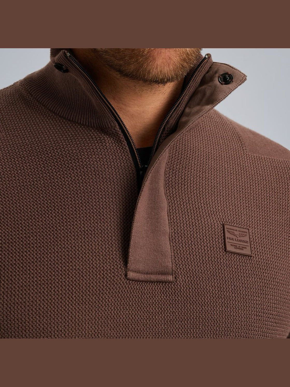 PKW2509322 - 8203 Trui met halve rits marron - Castelijn mode