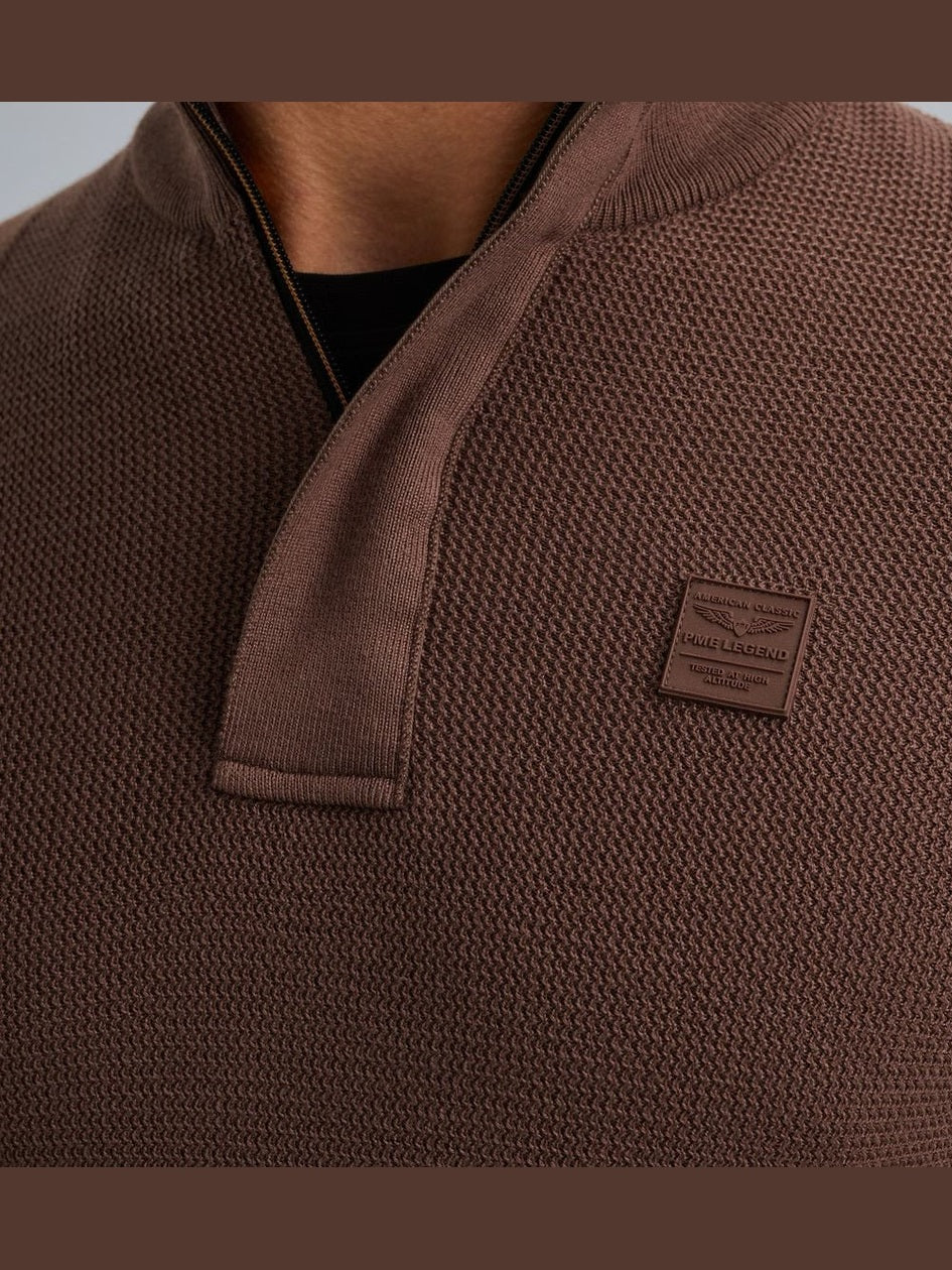 PKW2509322 - 8203 Trui met halve rits marron - Castelijn mode