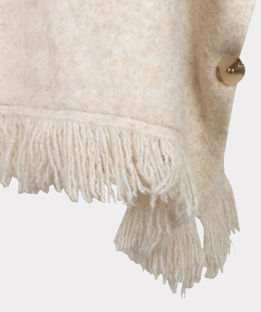 Poncho Col Franjes Beige - Castelijn mode