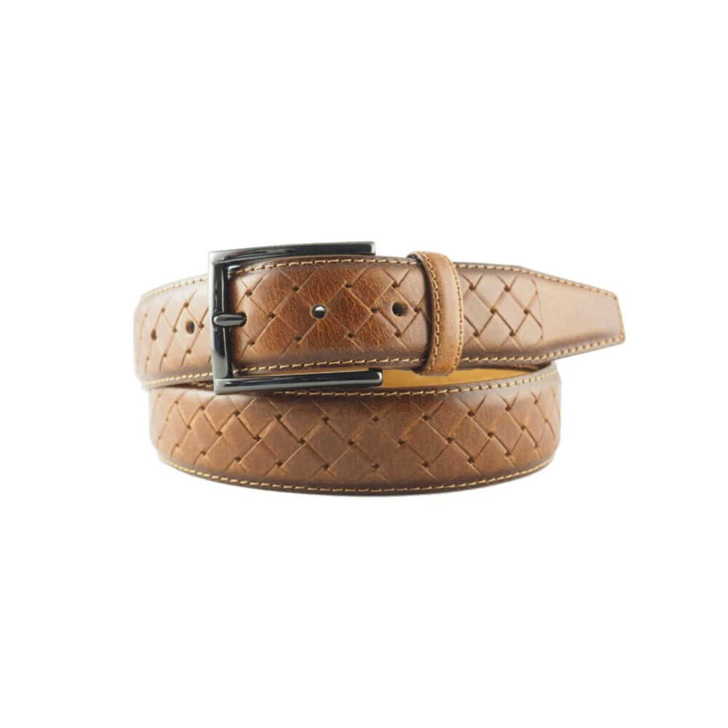 riem vlechtprint cognac - Castelijn mode