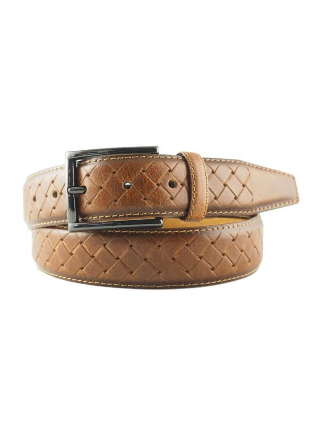 riem vlechtprint cognac - Castelijn mode