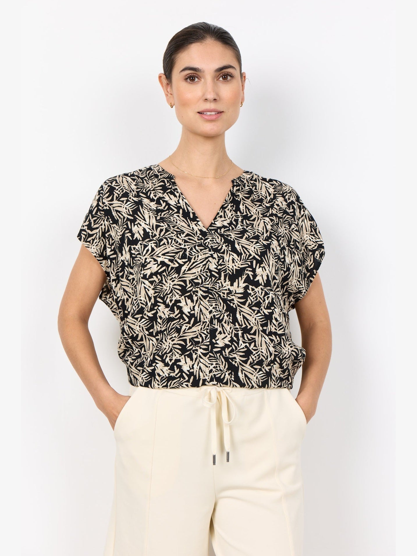 SC - FAYE 2 Blouse zwart/beige - Castelijn mode