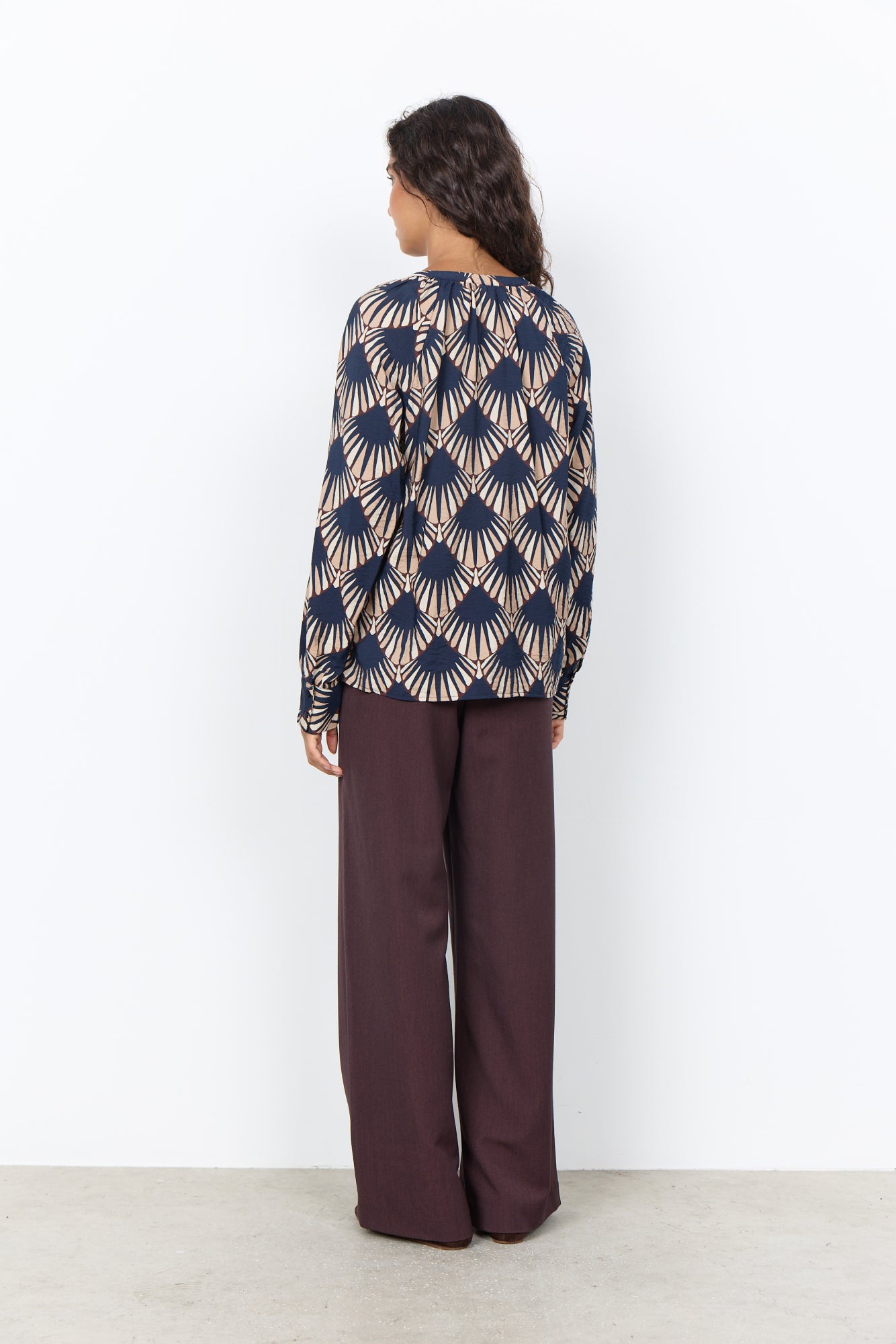 Halin Blouse Ronde Hals Donkerblauw
