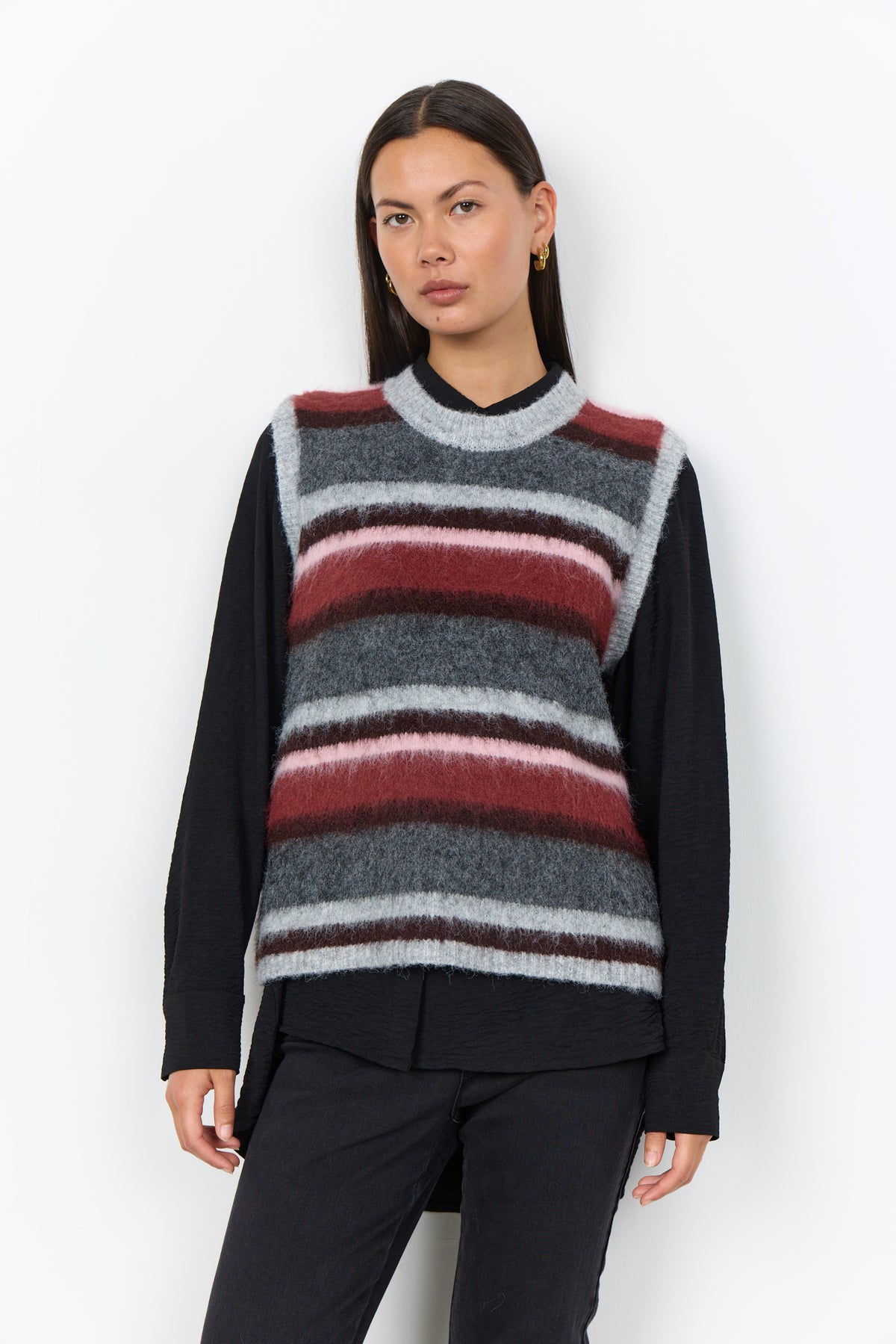 Hadil Spencer Gestreept Grijs Bordeaux