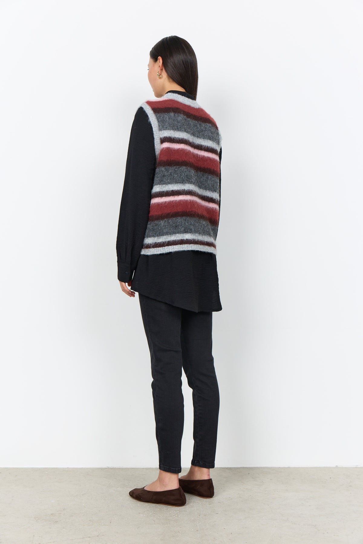 Hadil Spencer Gestreept Grijs Bordeaux