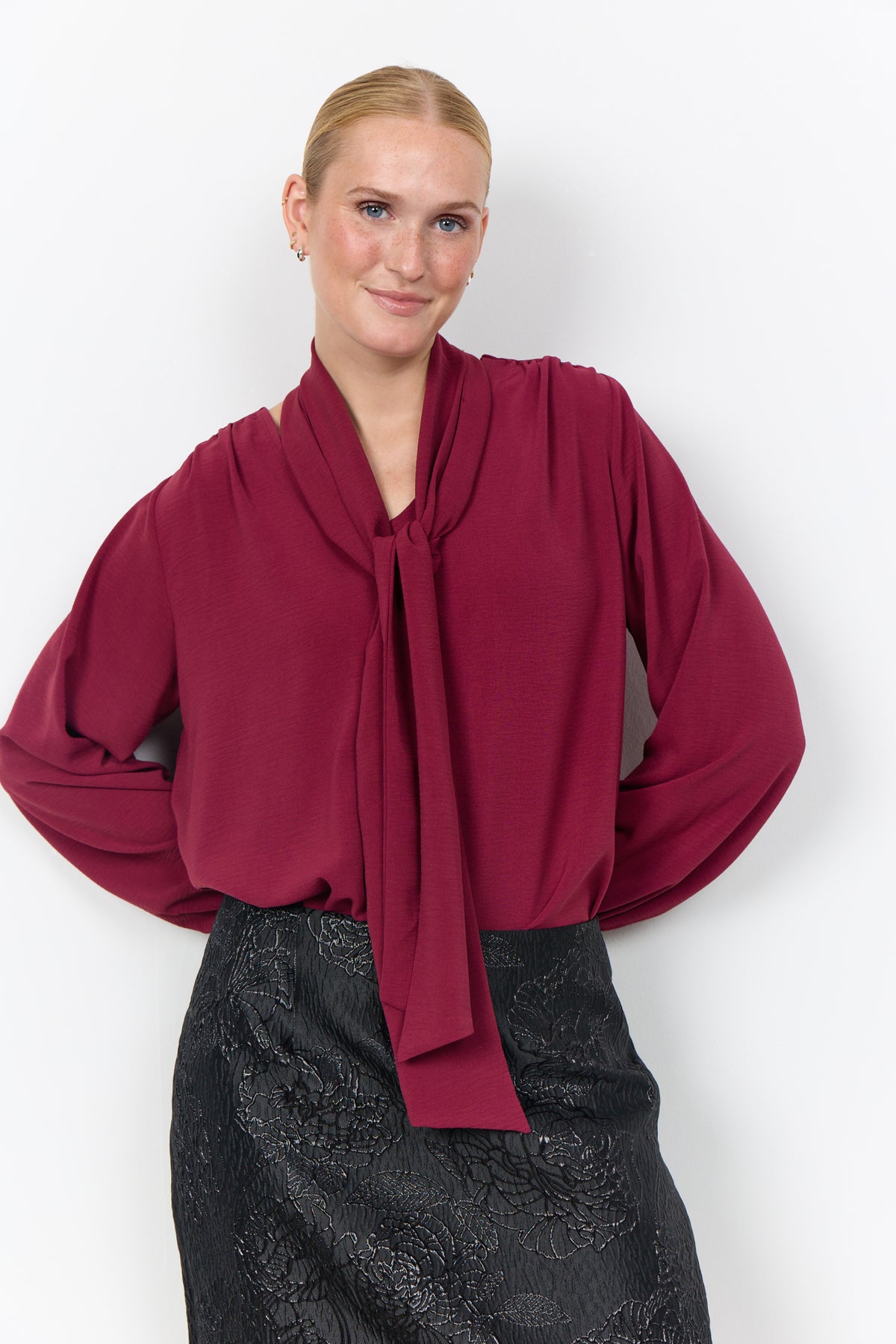 Cath Blouse Sjaalkraag Bordeaux
