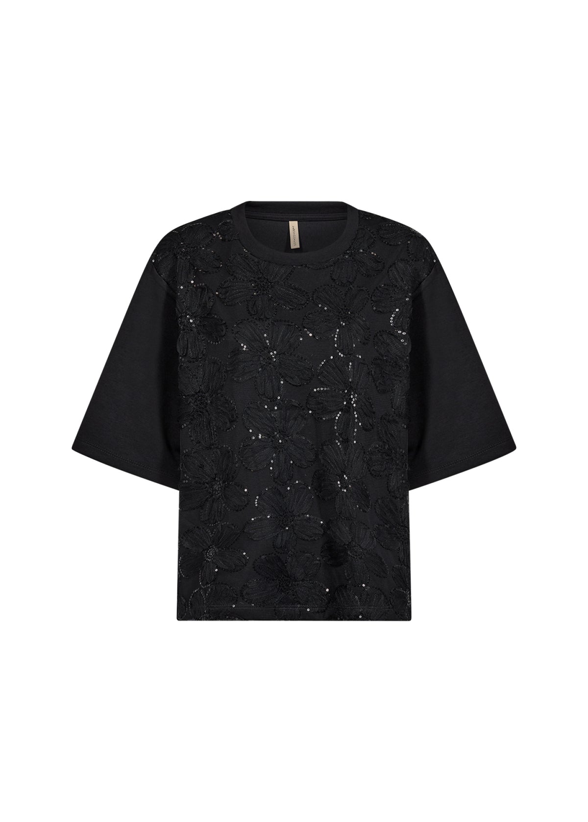 Banu T-shirt Bloemenkant Zwart