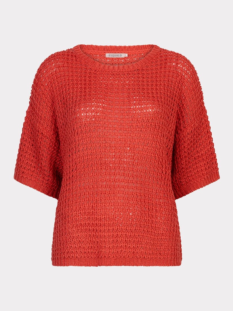 SP26.02036 Trui open knit koraal - Castelijn mode