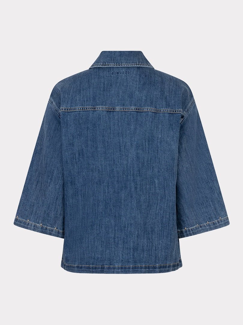 SP26.12016 Denim blouse met studs - Castelijn mode