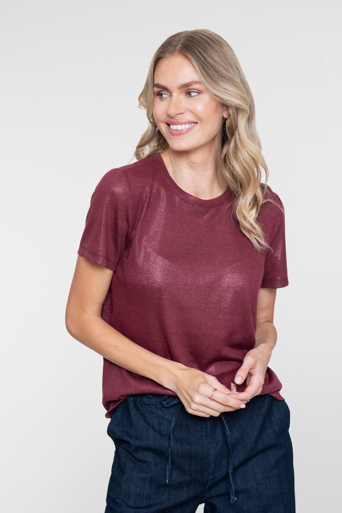 T-shirt Glans Bordeaux - Castelijn mode