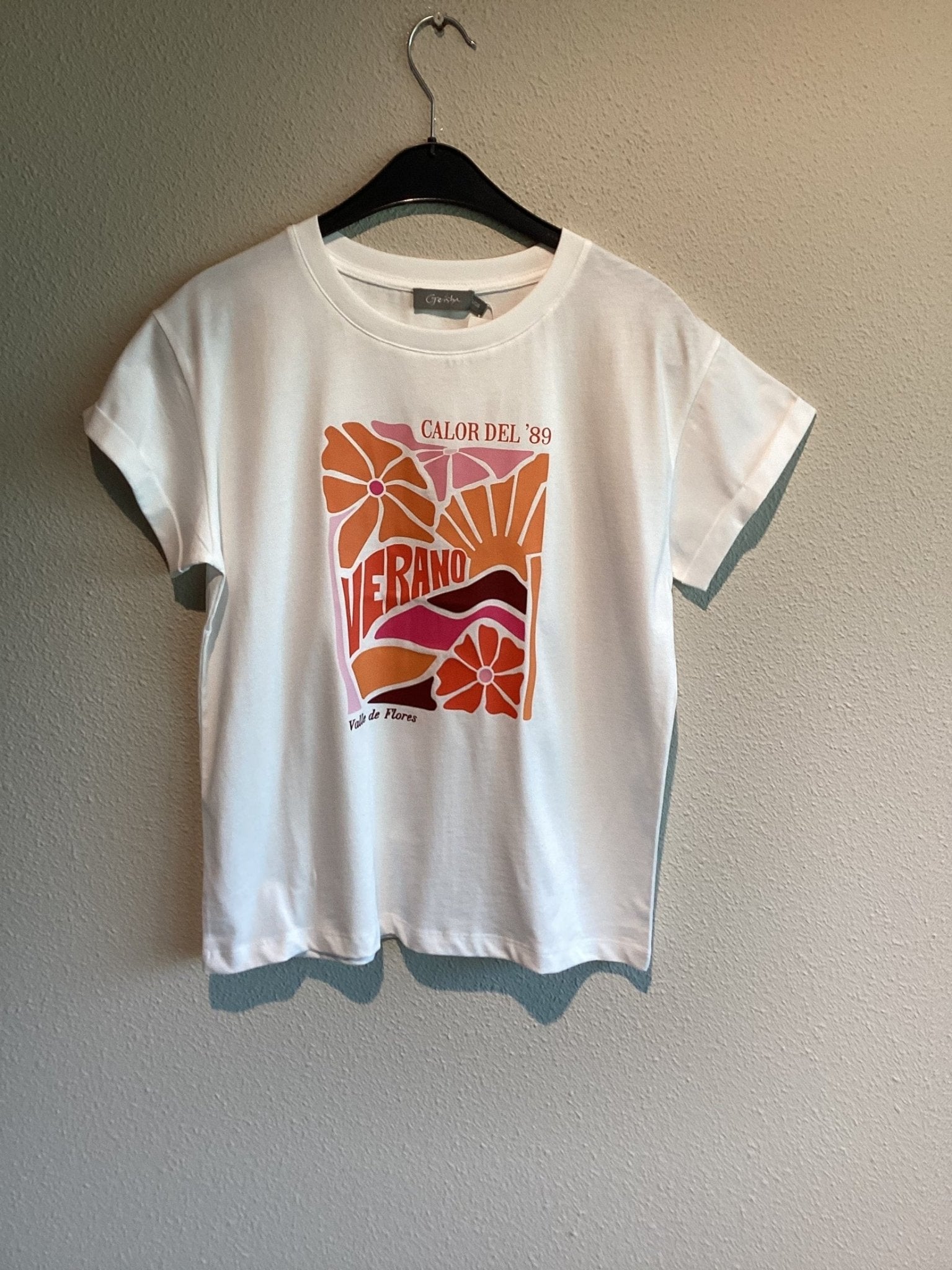 T-shirt Verano Print Off - white/Oranje - Castelijn mode