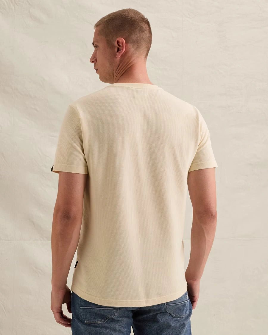 T-Shirt Waffle Structuur Gebroken Wit - Castelijn mode