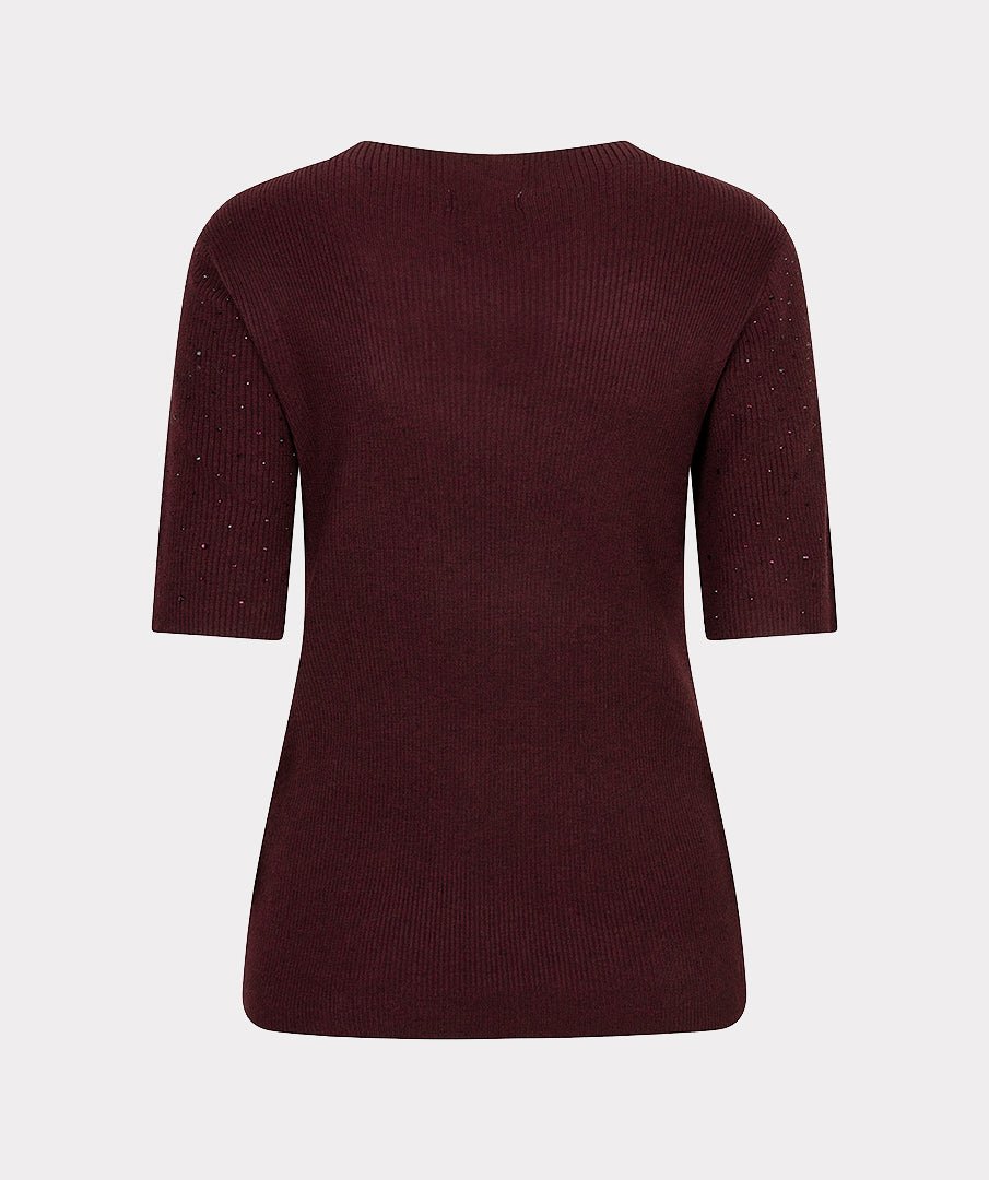 Trui Studs Korte Mouw Bordeaux - Castelijn mode