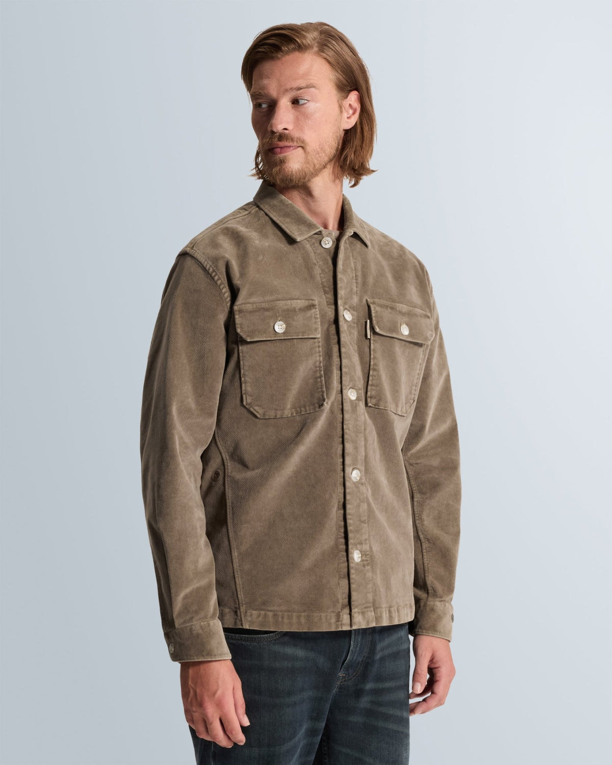 Velours Overshirt Taupe - Castelijn mode
