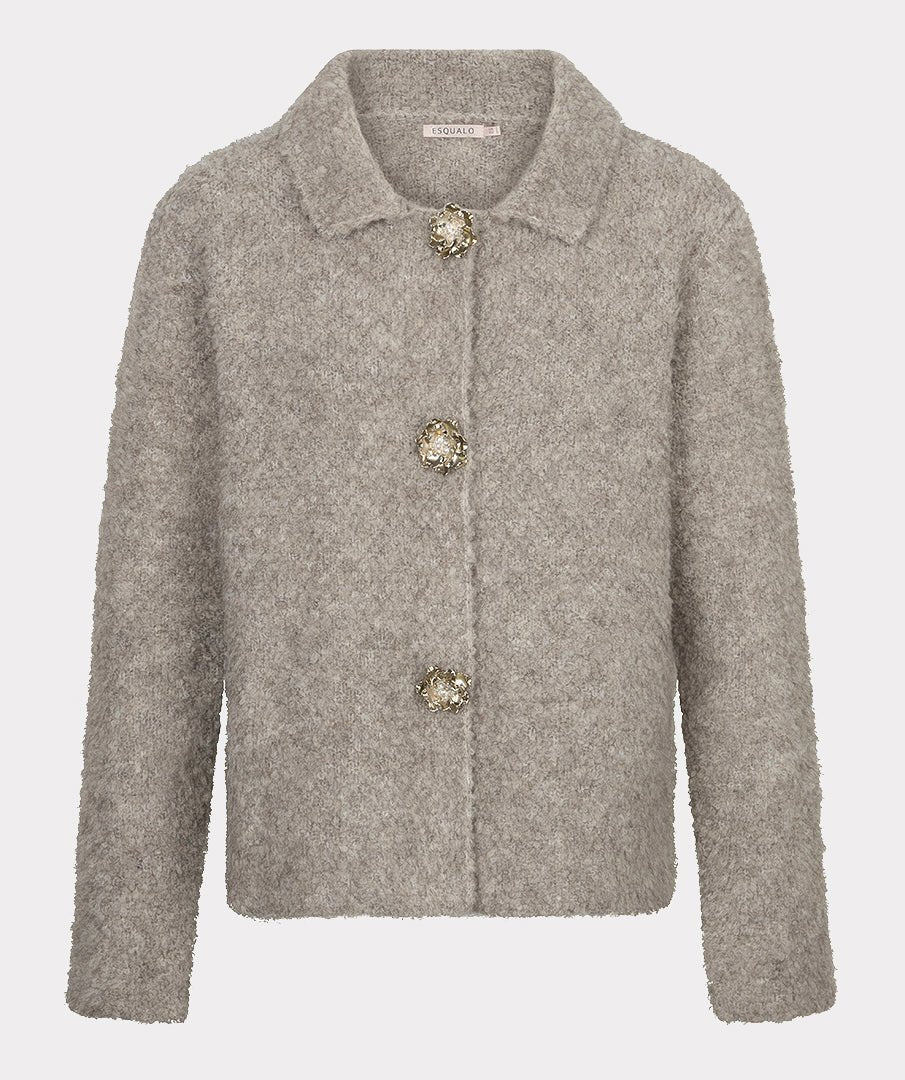 Vest Bouclé Sierknopen Taupe - Castelijn mode