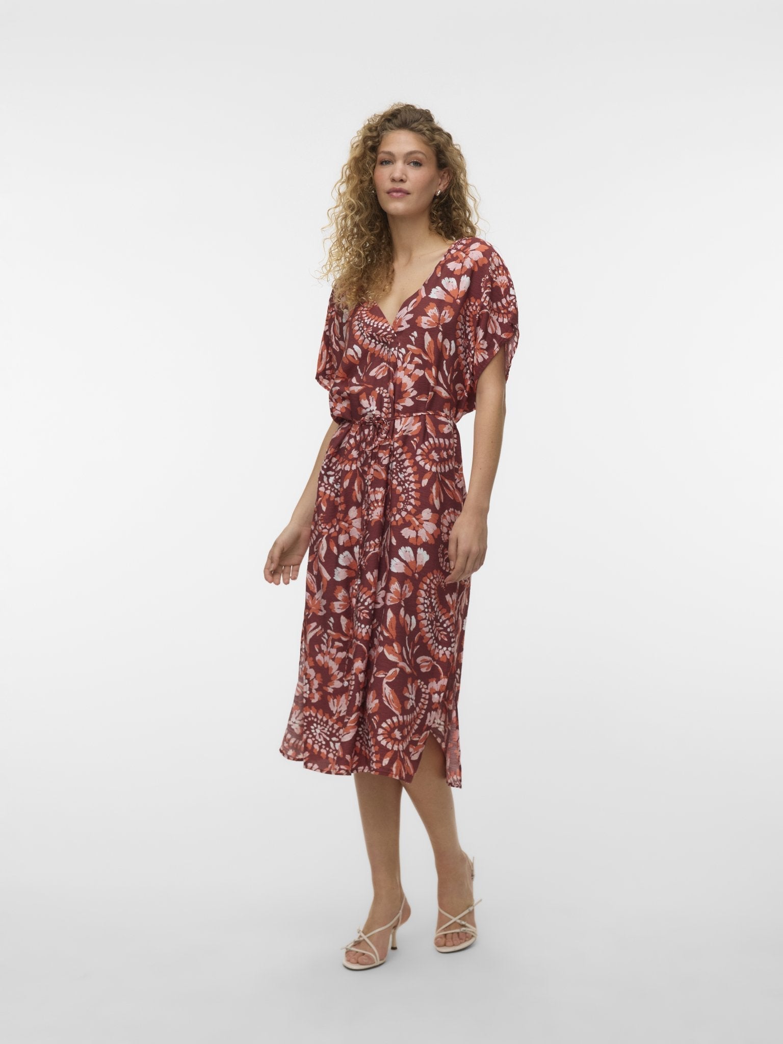VMNellie Carla Kaftan Jurk Bruin Print - Castelijn mode