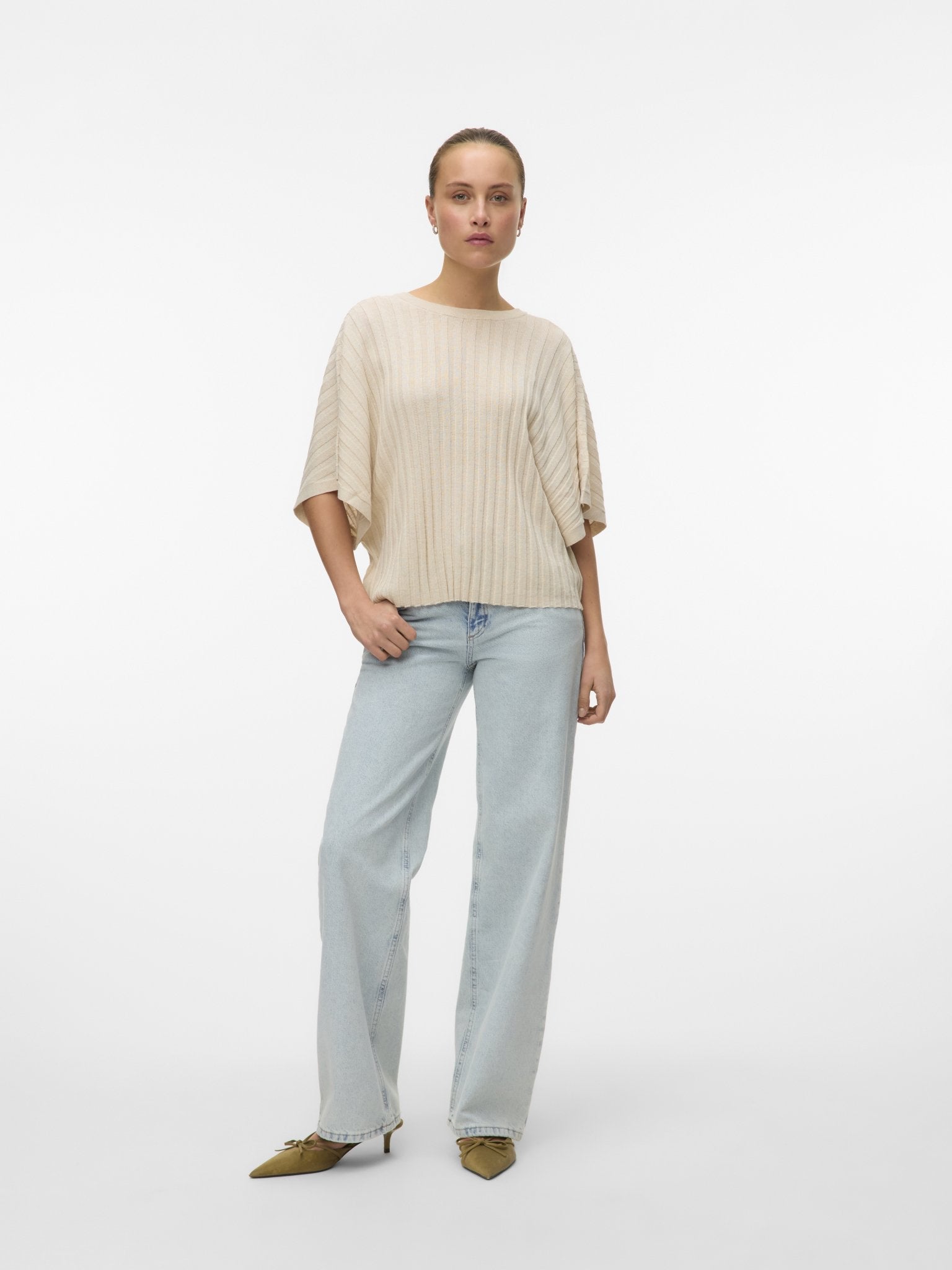 10326444 Pullover Korte Mouw Oatmeal - Castelijn mode