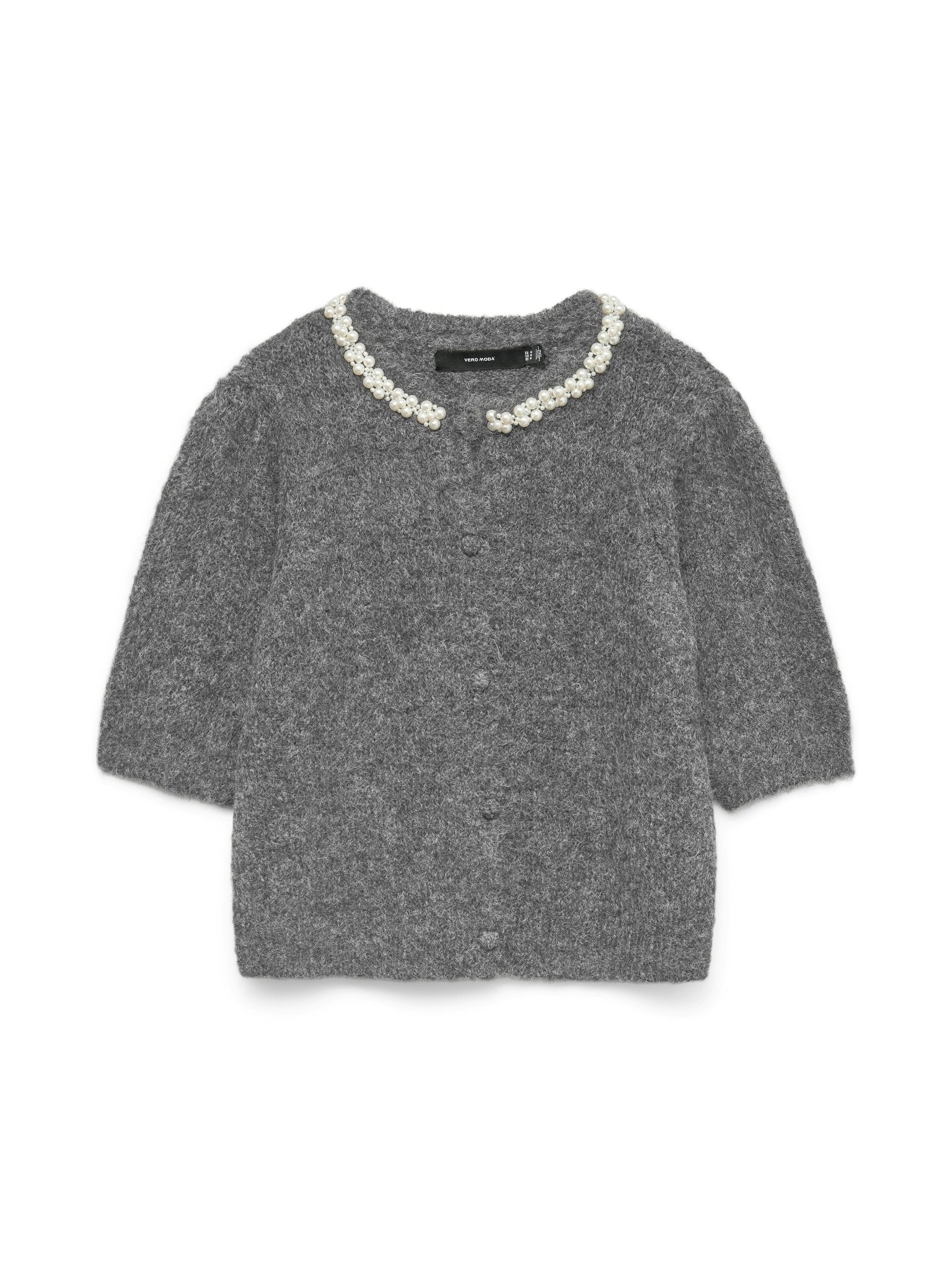 10334965 - VMOCEAN 2/4 O - NECK JEWELLERY CARDIGAN GRIJS - Castelijn mode