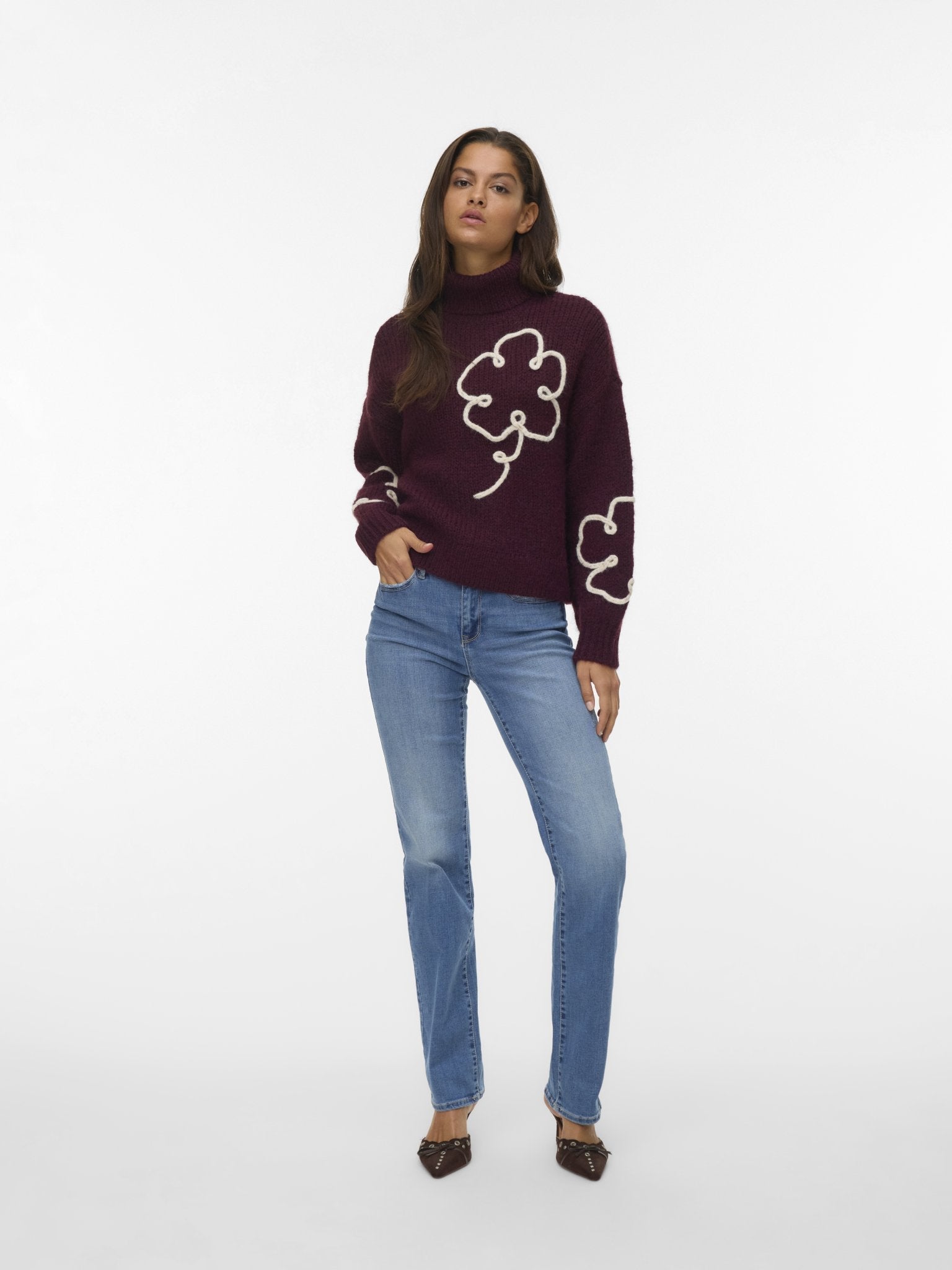 10335036 - Bordeaux VMFATIMA LS ROLLNECK PULLOVER - Castelijn mode