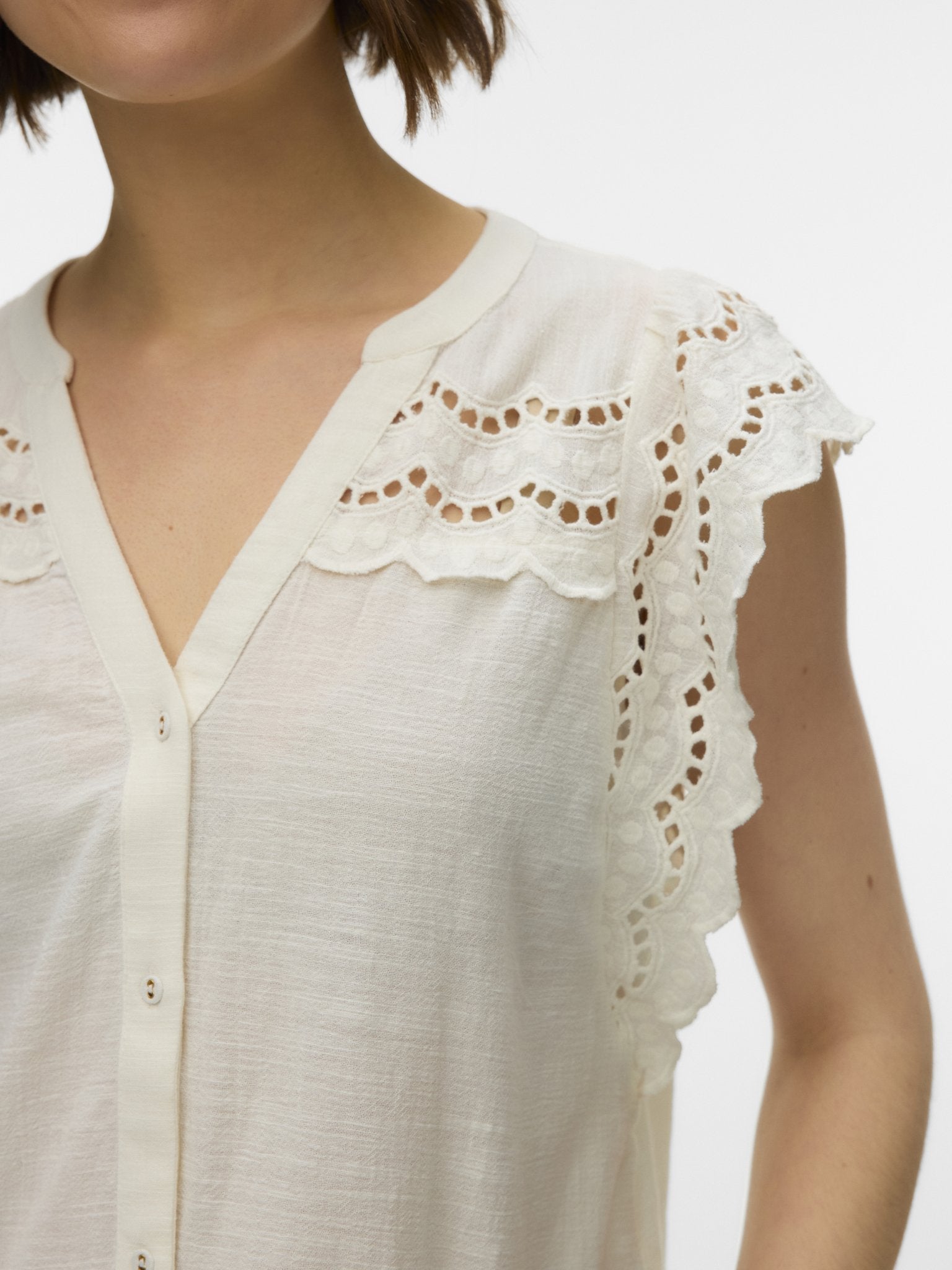 10341329 - Blouse V - hals ecru - Castelijn mode