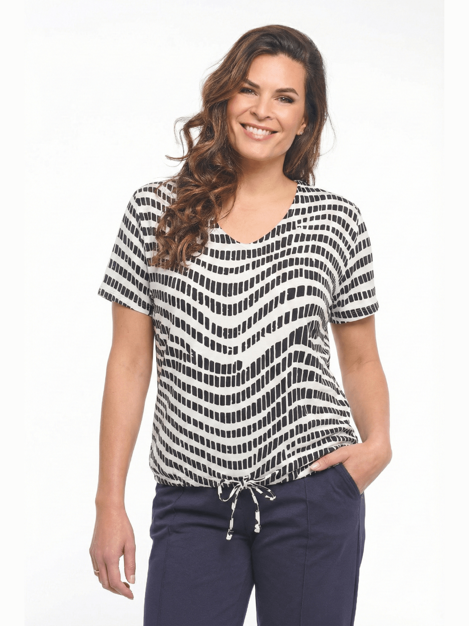 261Verona Blouse kit/donkerblauw - Castelijn mode