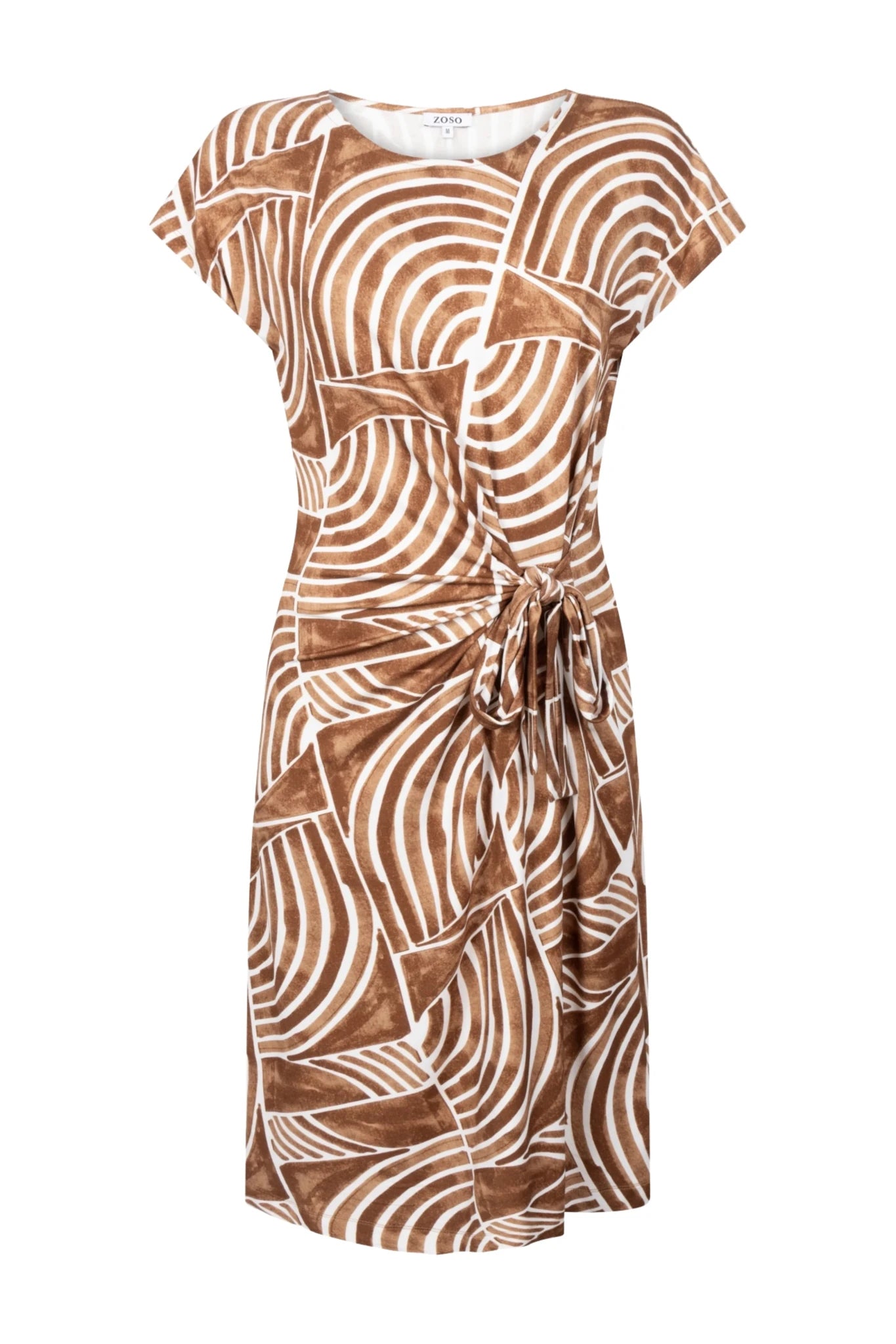 262Claire Midi Jurk Camel Print - Castelijn mode