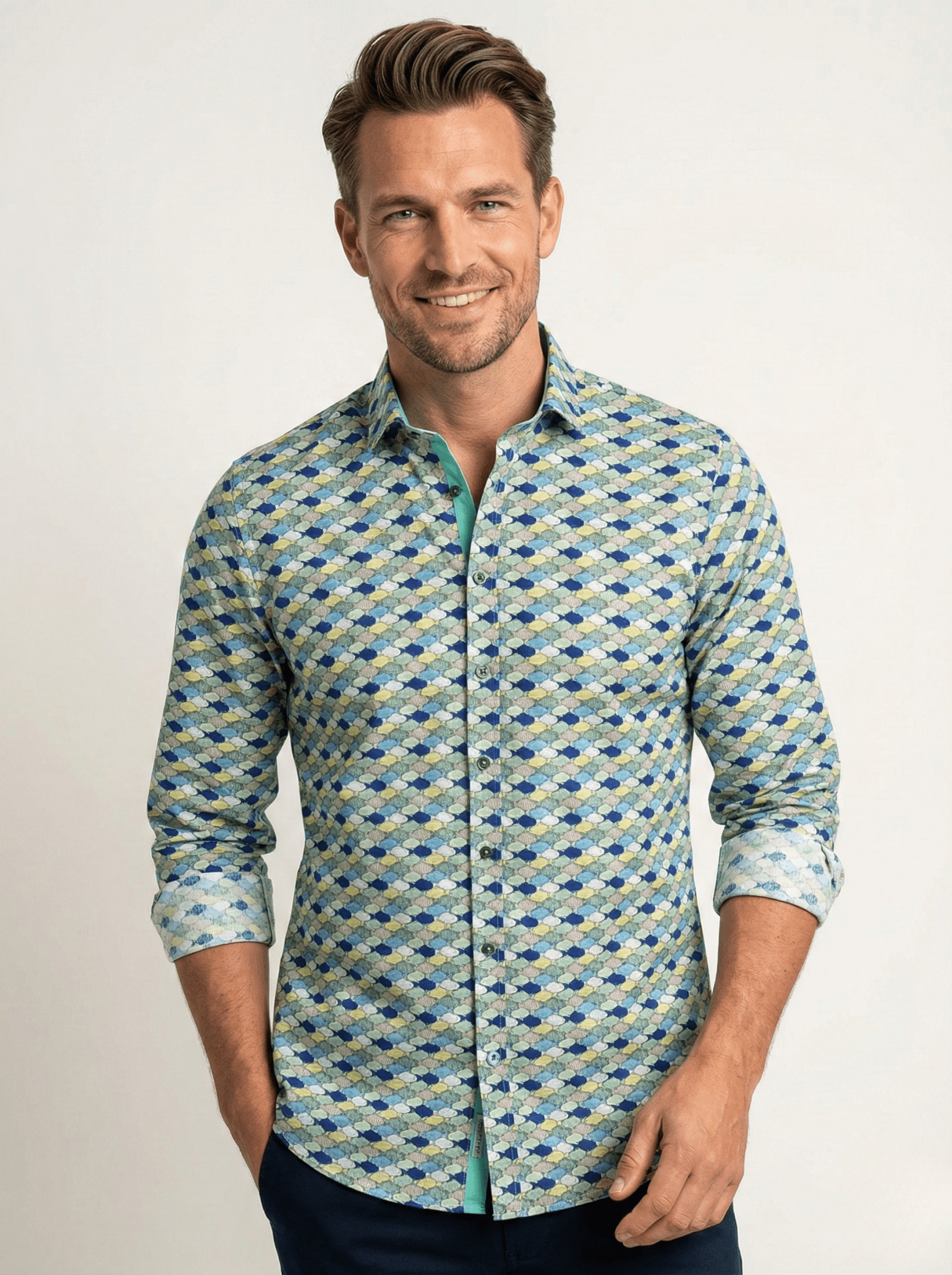 33.019 Overhemd met vissen print - Castelijn mode