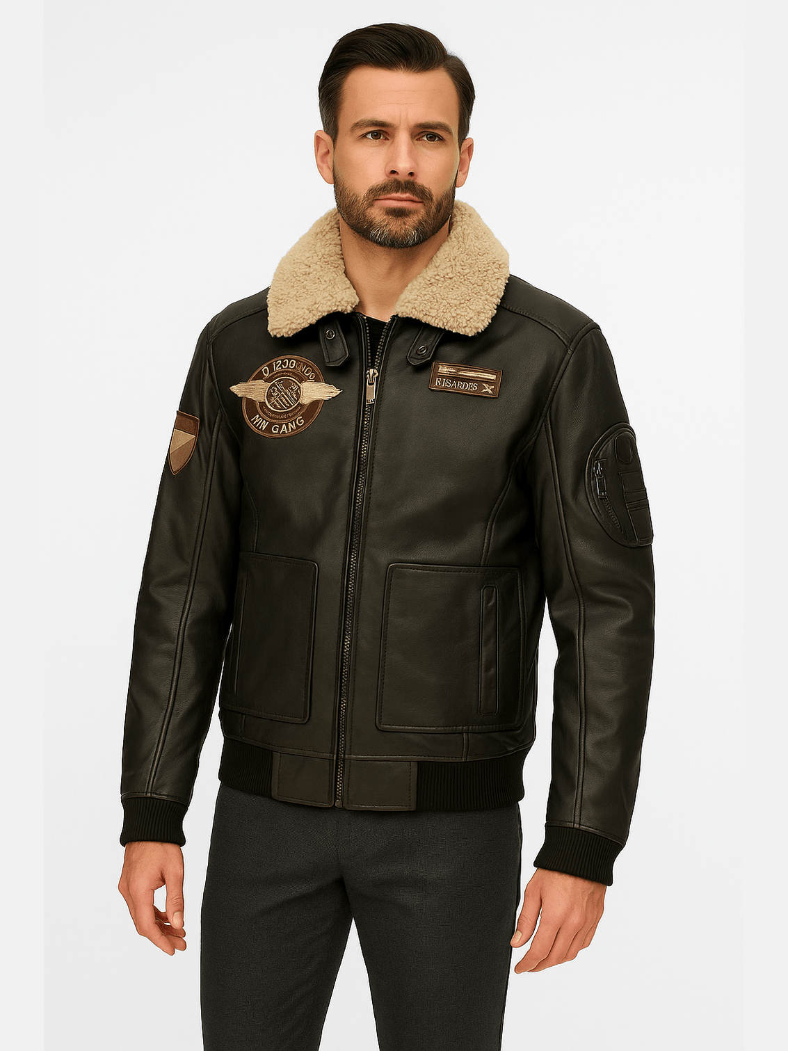 52696.2 Leather Jacket with Badges 999 - Castelijn mode