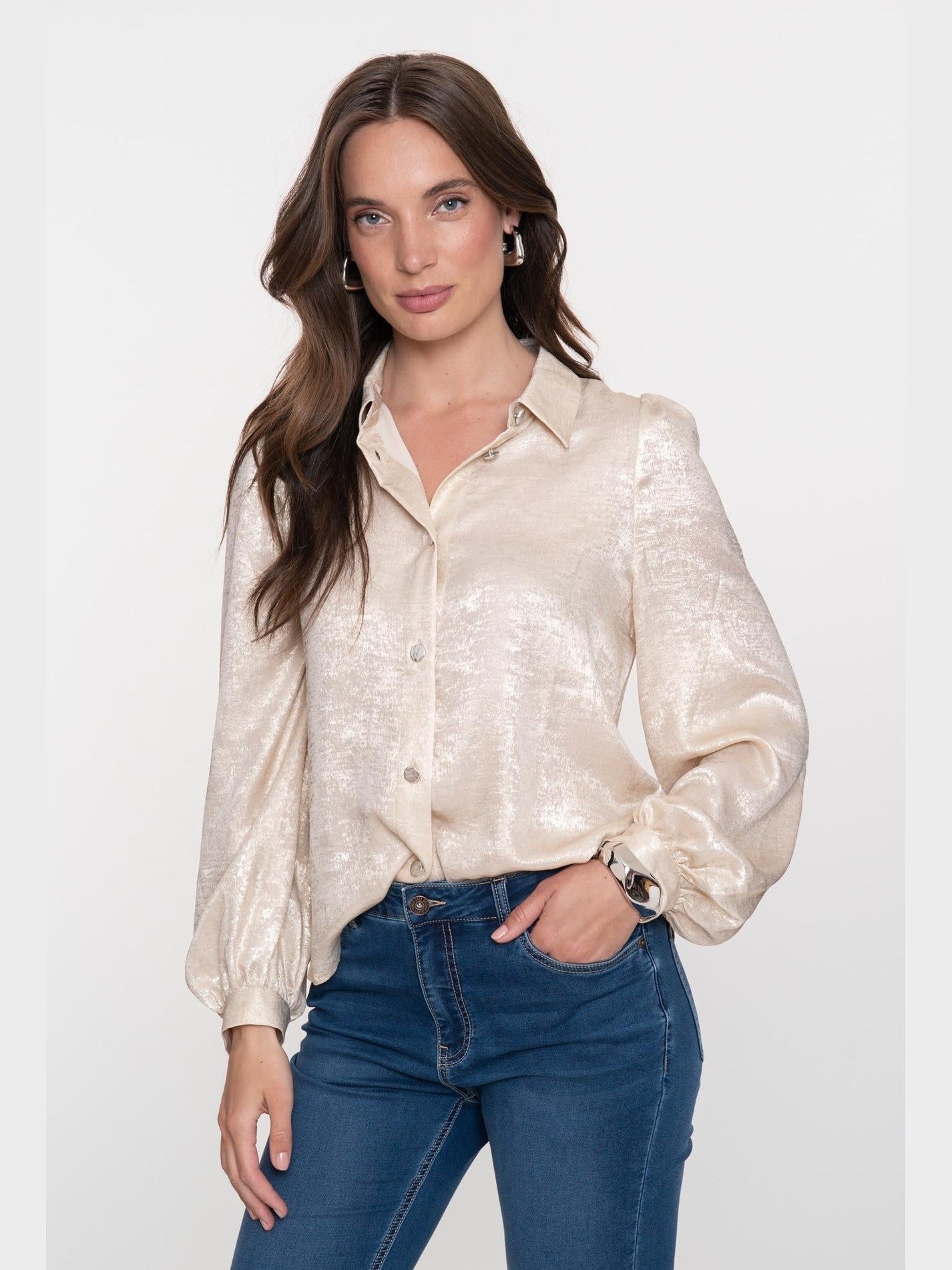 53868 - 14 blouse - shiny - velvet - look - Castelijn mode