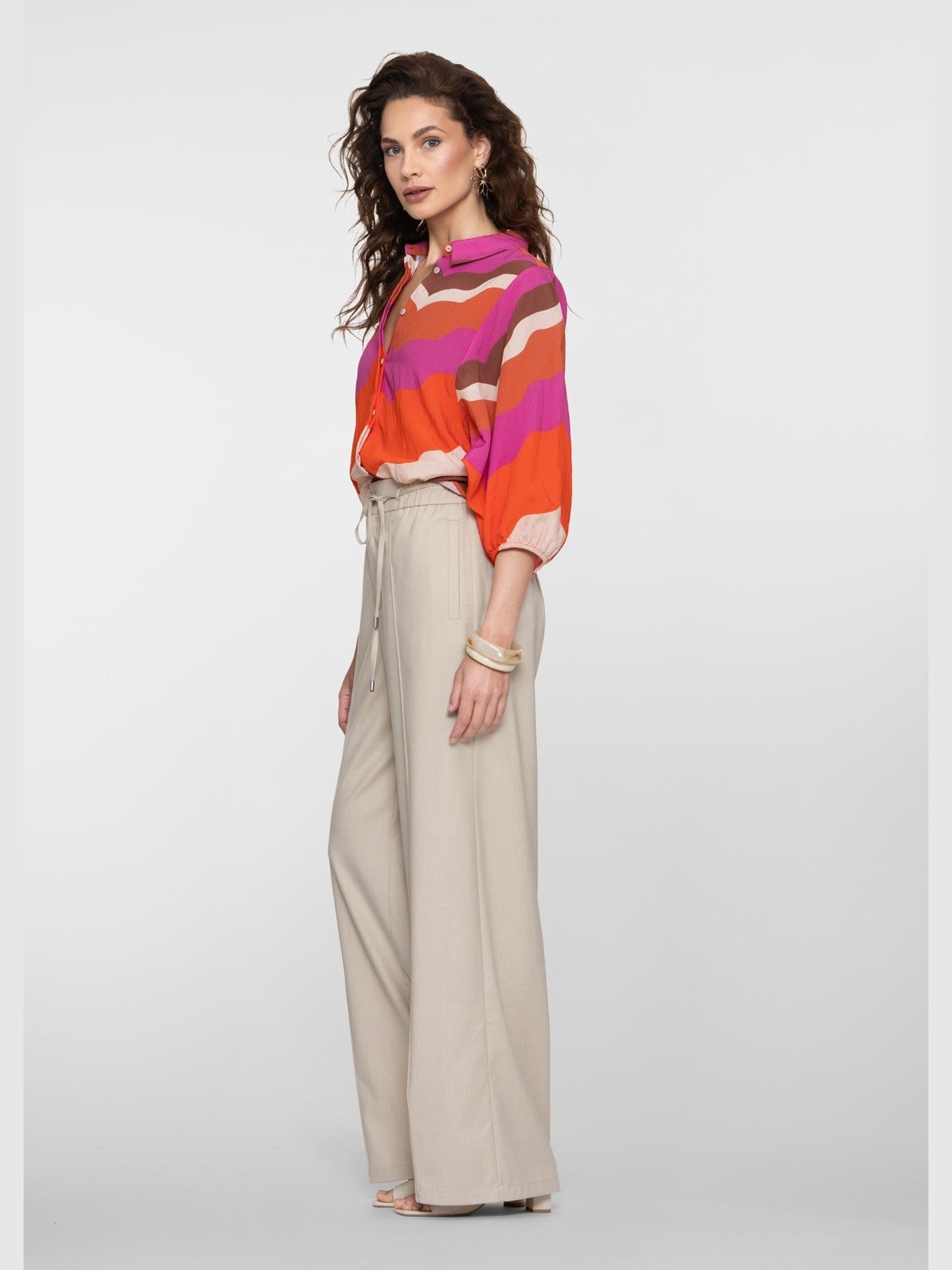 61041 - 10 broek wide leg zand - Castelijn mode