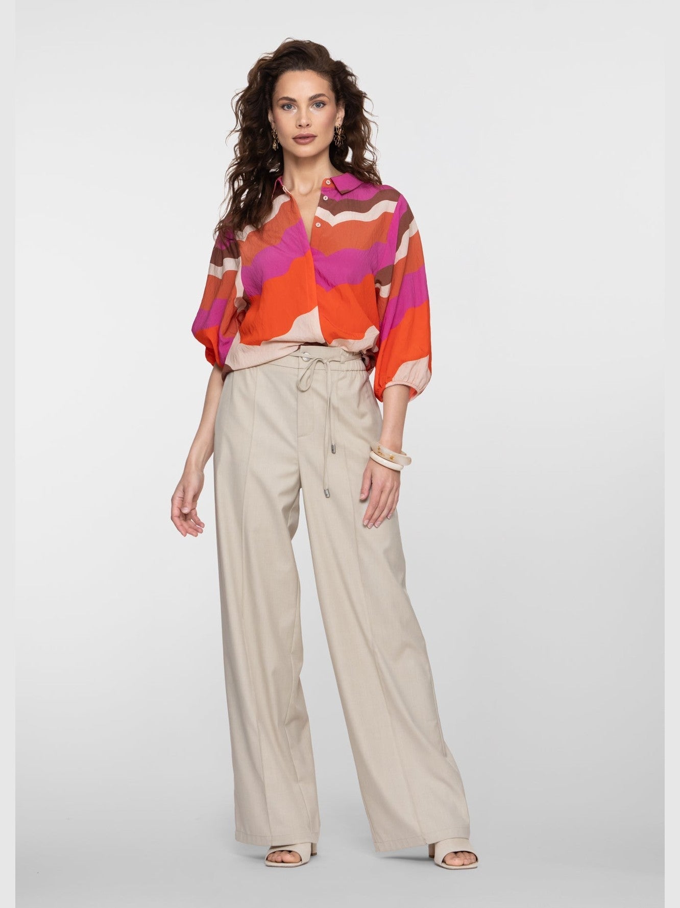 61041 - 10 broek wide leg zand - Castelijn mode