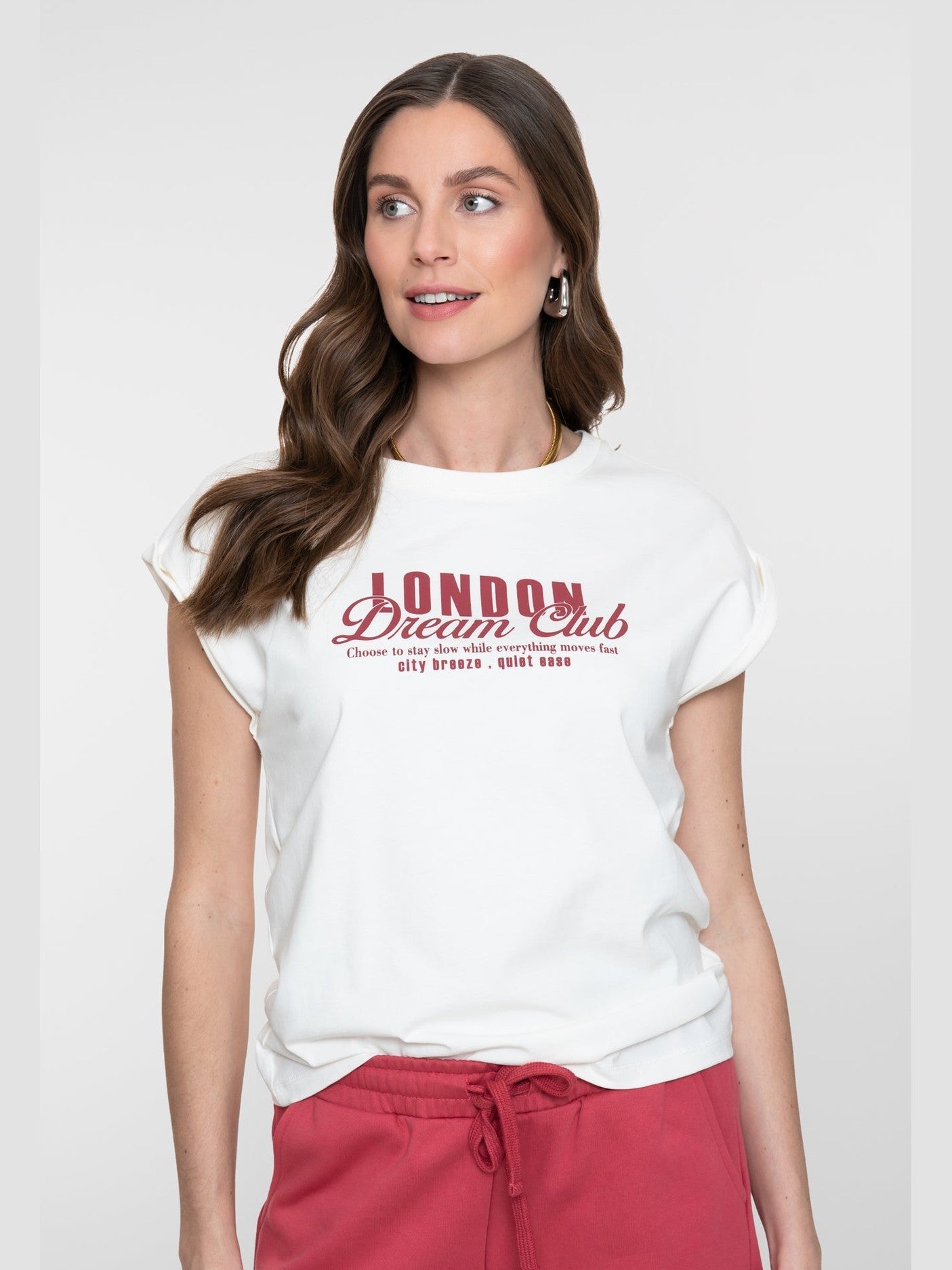 62374 - 41 T-Shirt Print Off White Rosewood - Castelijn mode