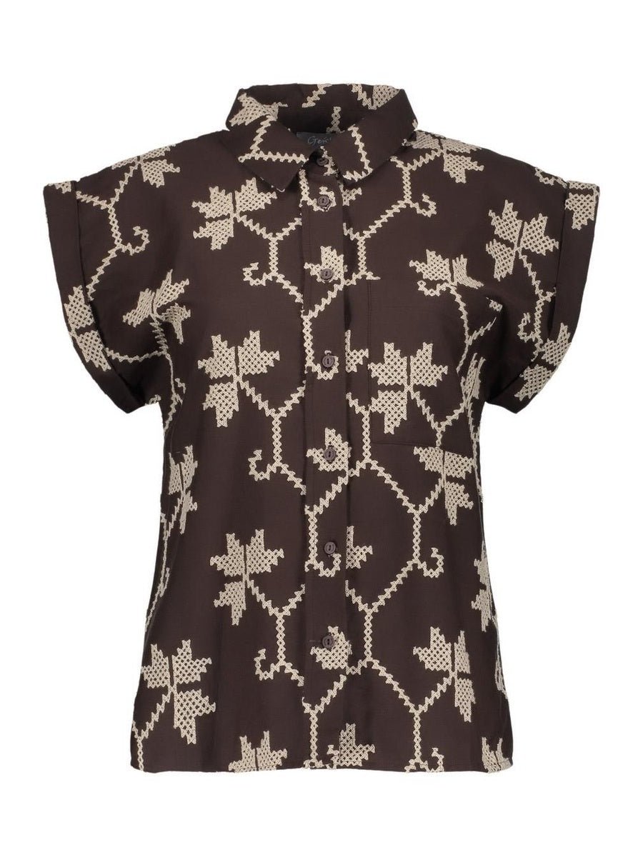 63212 - 20 750 Blouse bruin/zand - Castelijn mode