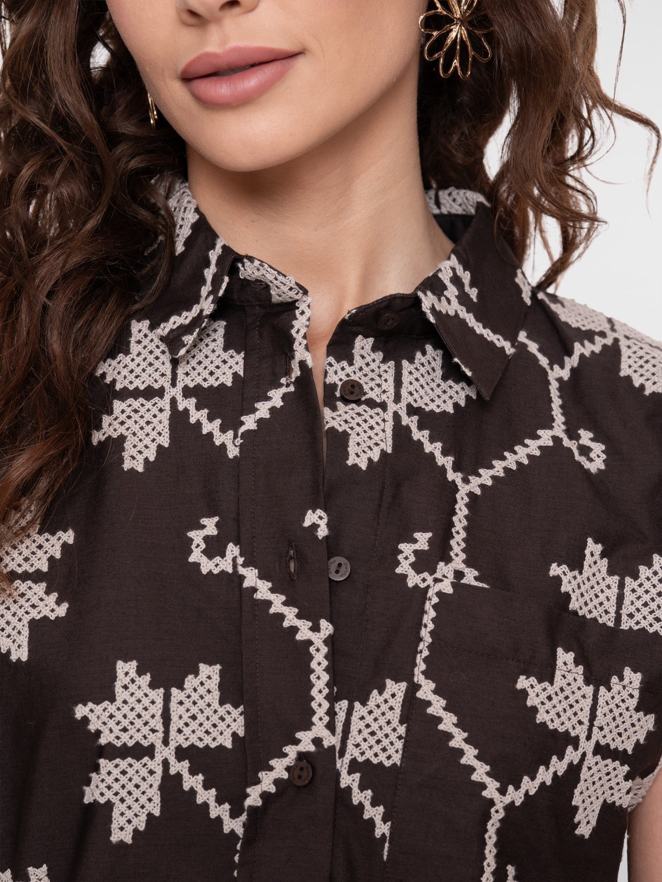 63212 - 20 750 Blouse bruin/zand - Castelijn mode