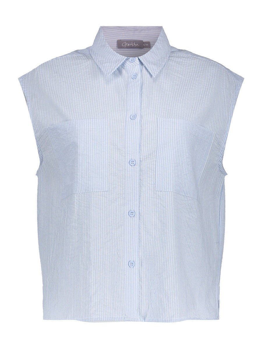63414 - 14 Blouse Pinstripe Lichtblauw - Castelijn mode