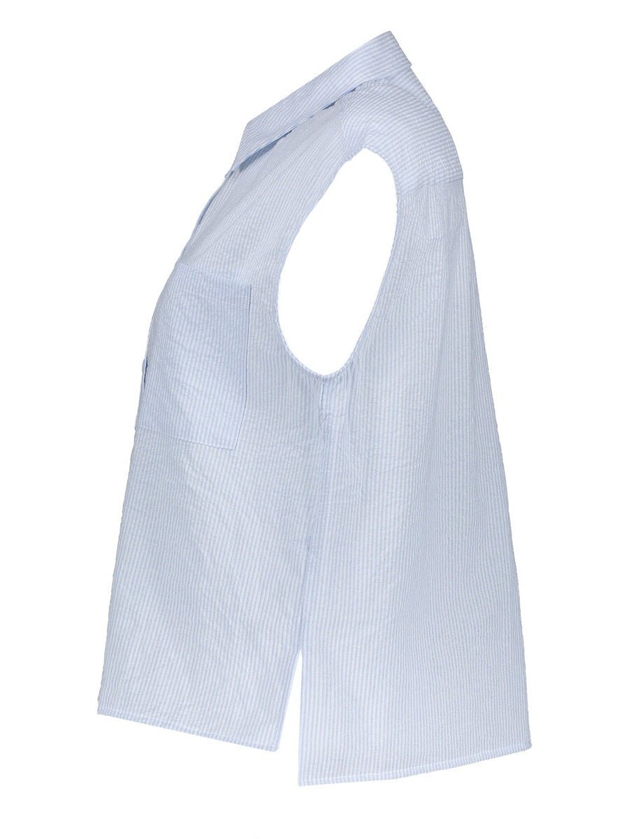 63414 - 14 Blouse Pinstripe Lichtblauw - Castelijn mode