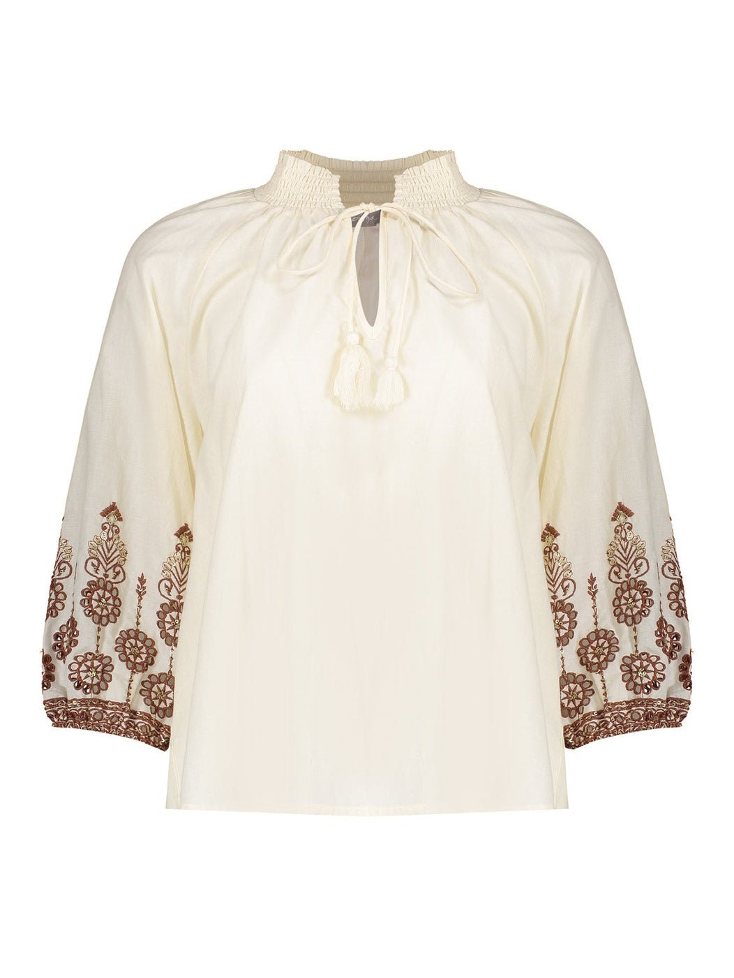 63434 - 26 Blouse Borduursel Off White Ginger - Castelijn mode