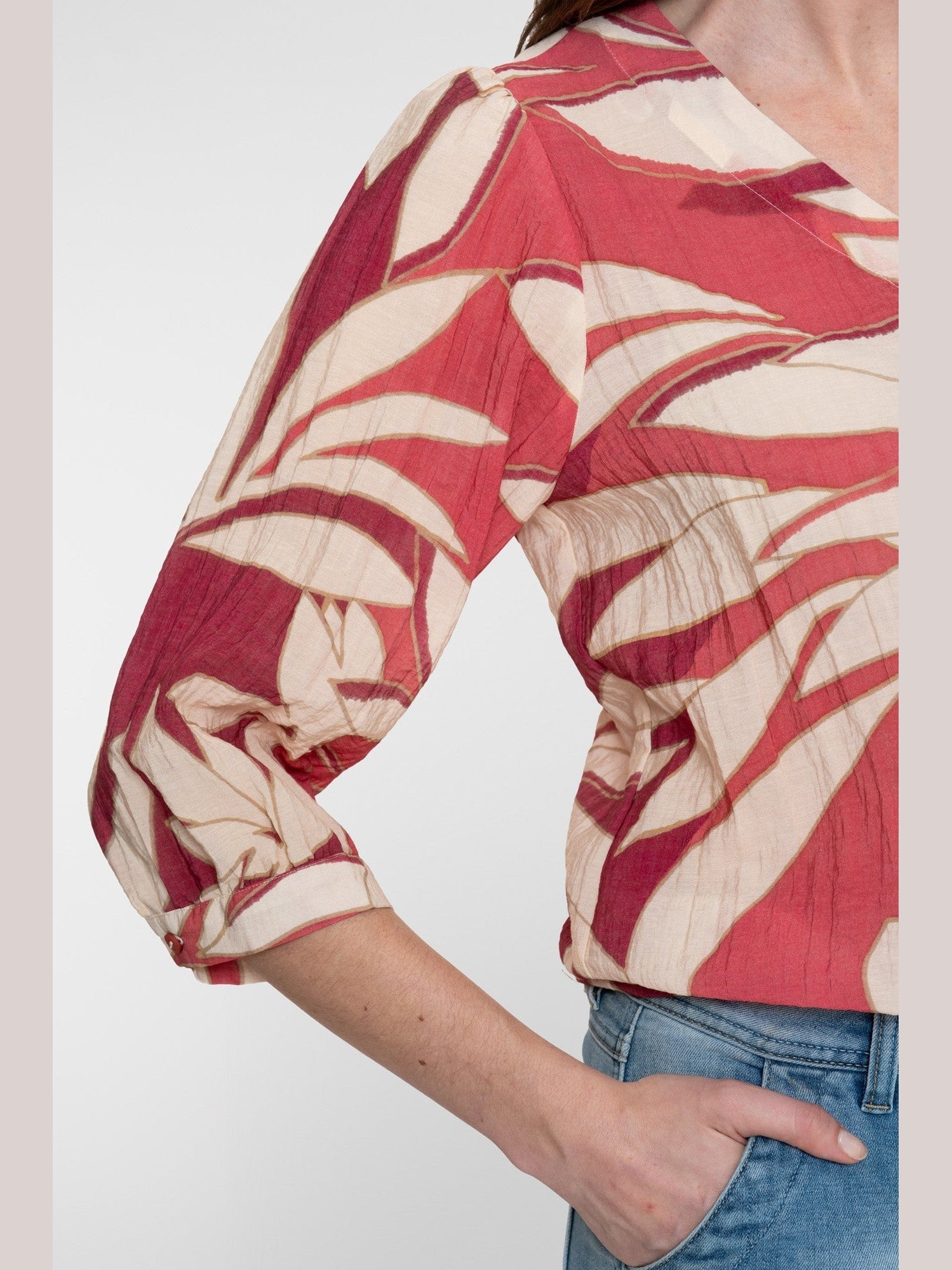 63443 - 20 Blouse Print Raspberry Coral - Castelijn mode