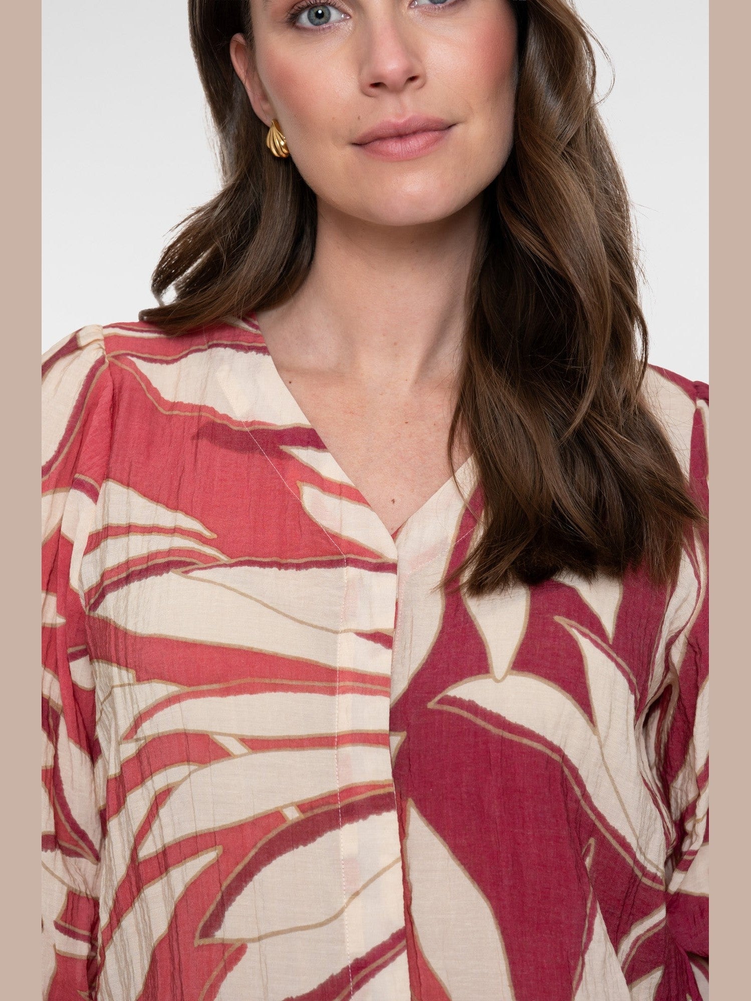 63443 - 20 Blouse Print Raspberry Coral - Castelijn mode