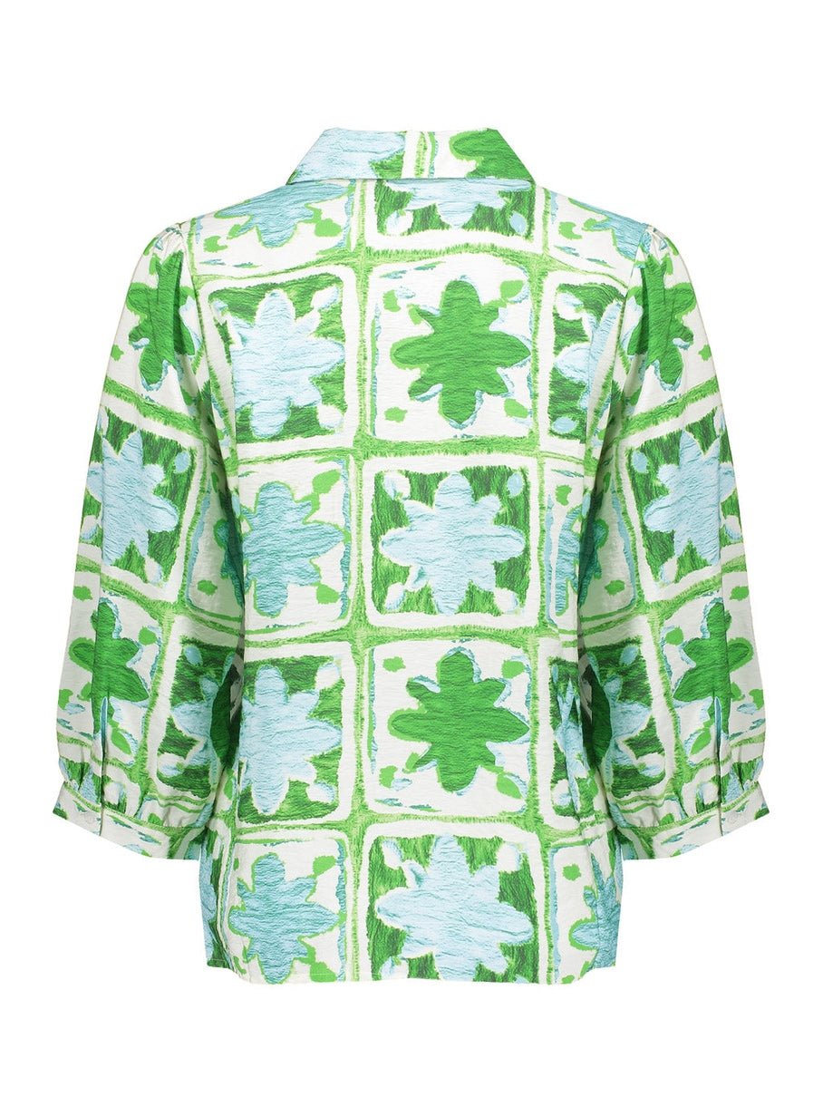 63470 - 20 Blouse Groen/Lichtblauw Viscosemix - Castelijn mode