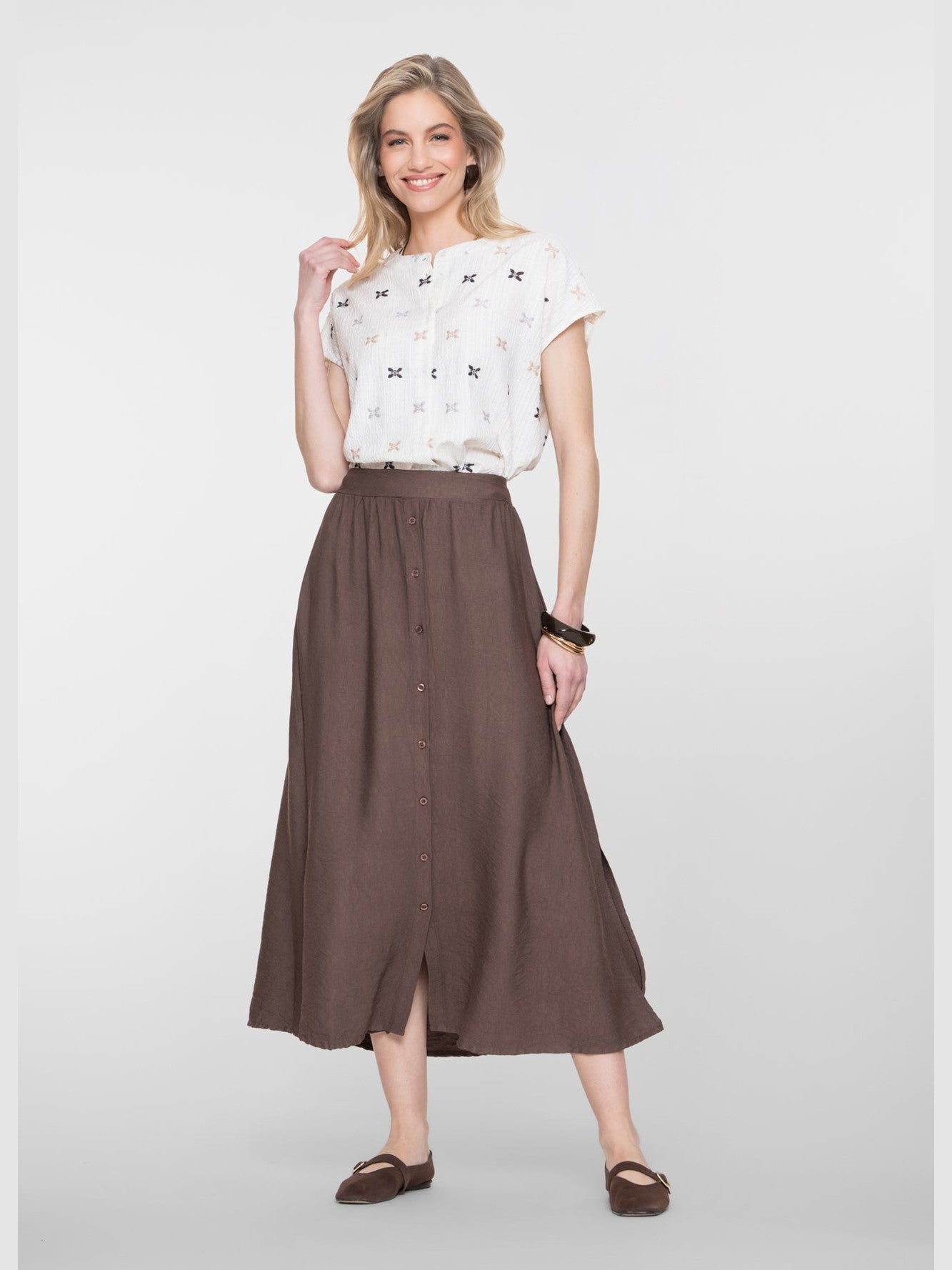 66340 - 70 Rok Lang Bruin Viscose - Castelijn mode