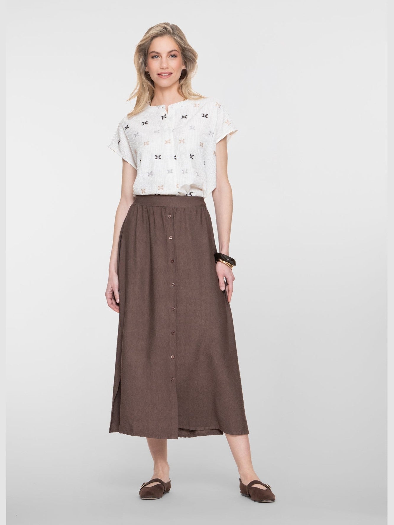 66340 - 70 Rok Lang Bruin Viscose - Castelijn mode