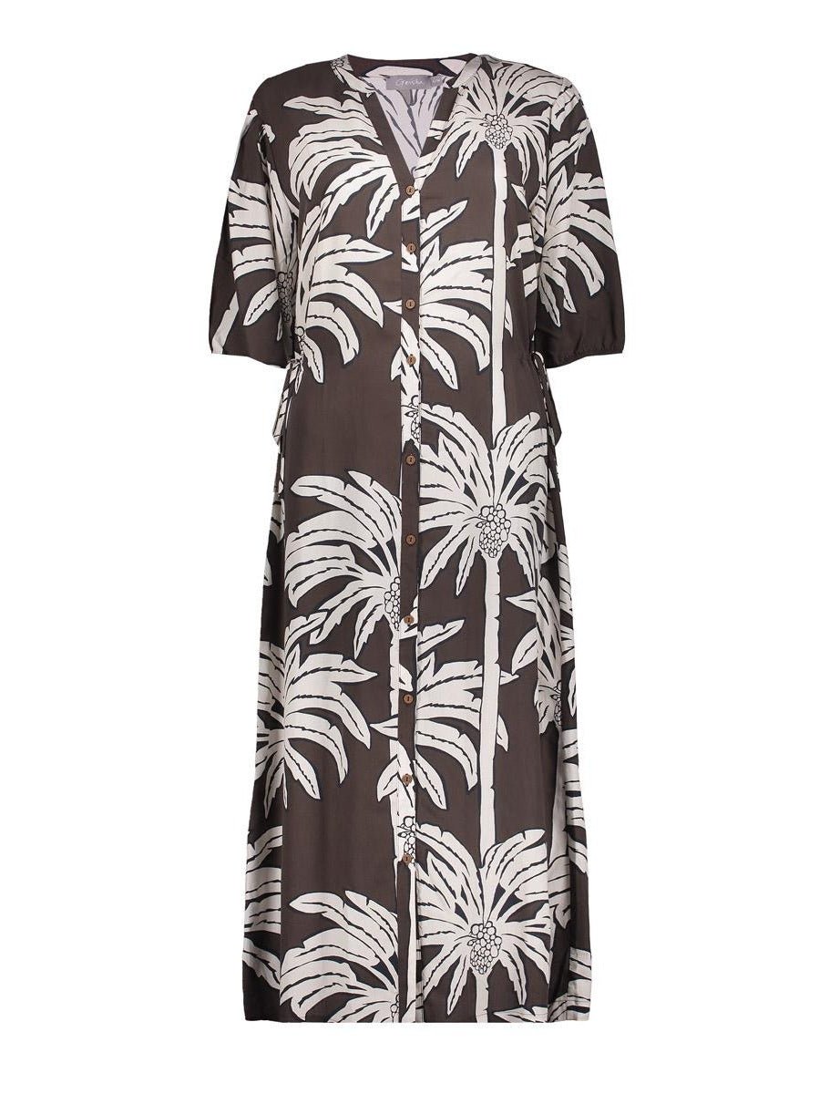 67113 - 20 Jurk met palmboom print - Castelijn mode